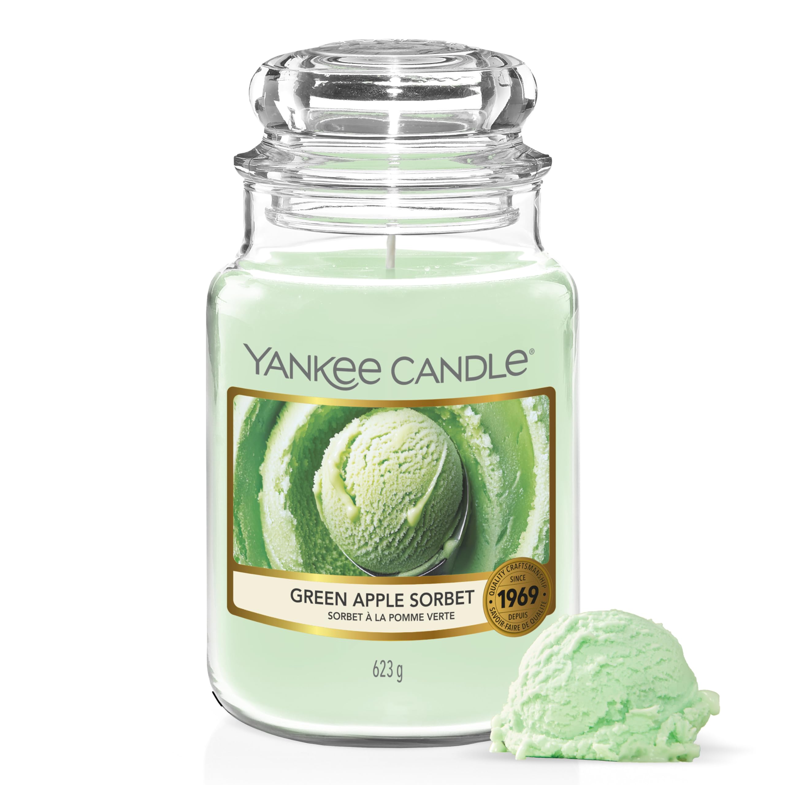 Yankee Candle Scented Candle | Candela in giara grande della Sorbetto Alla Mela Verde | Candele a lunga combustione: fino a 150 ore | Regali perfetti per le donne