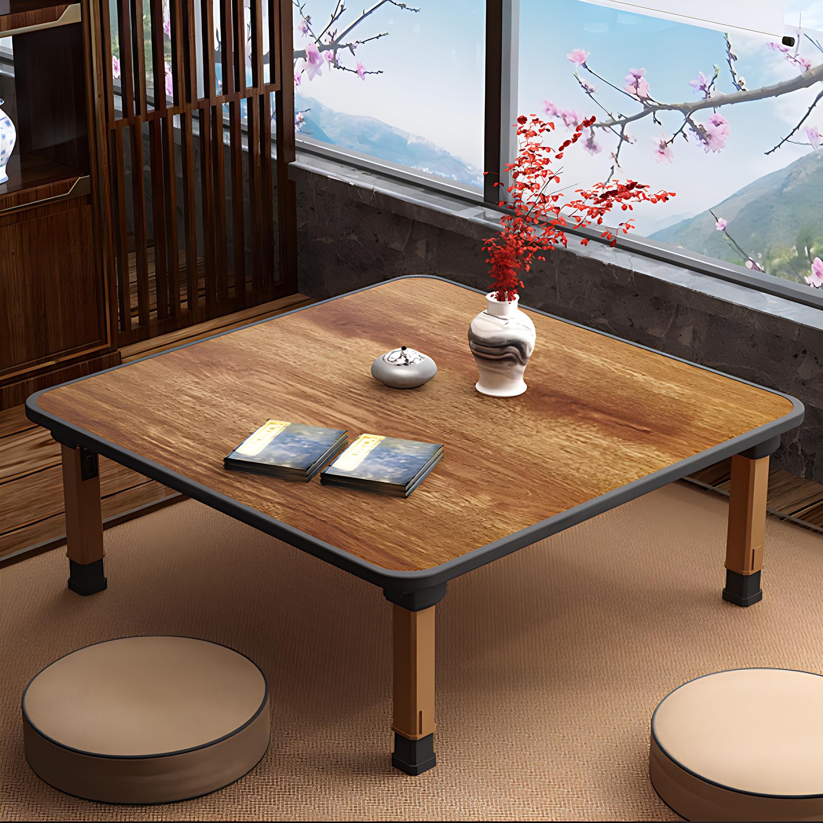 Mesa plegable cuadrada compacta, mesa de centro multiusos, escritorio de estudio y mesa de comedor pequeña para dormitorio o sala de té, diseño elegante y funcional
