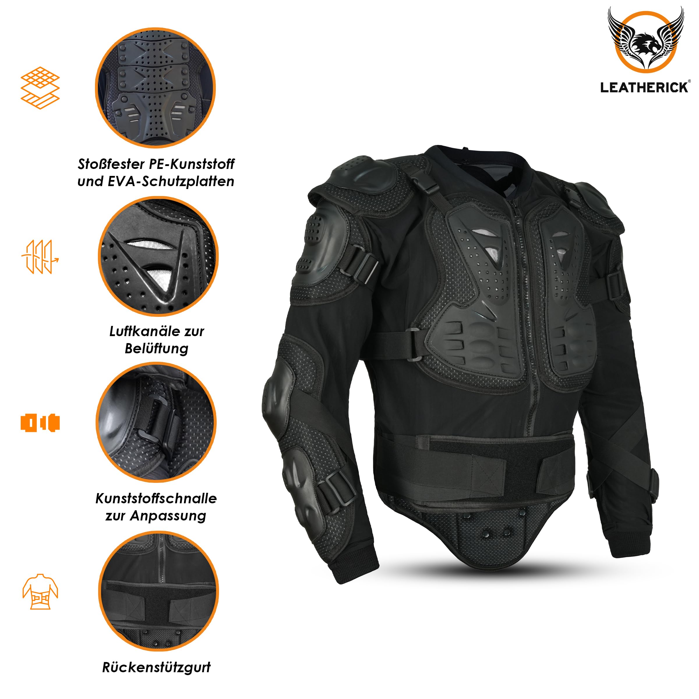 Leatherick Motorrad-Schutzjacke – Ganzkörperpanzer-Brustschutz für Männer und Frauen, Schutz für Dirtbike, ATV, Motocross und Offroad-Sicherheitsausrüstung & Reiten