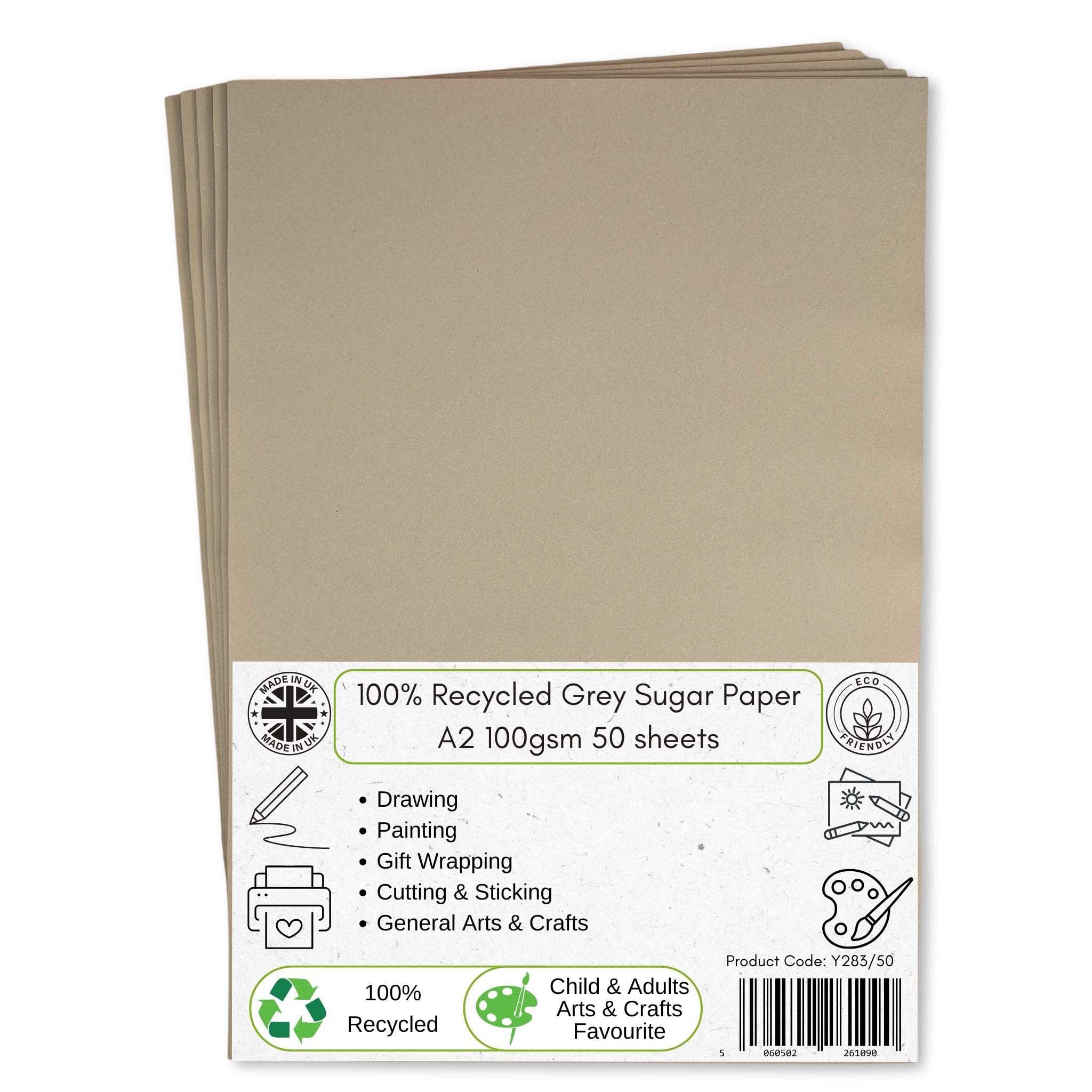 Be Creative Grey A2 Recycled Sugar Paper 100 Gsm 50 Sheets By Bcreative ®