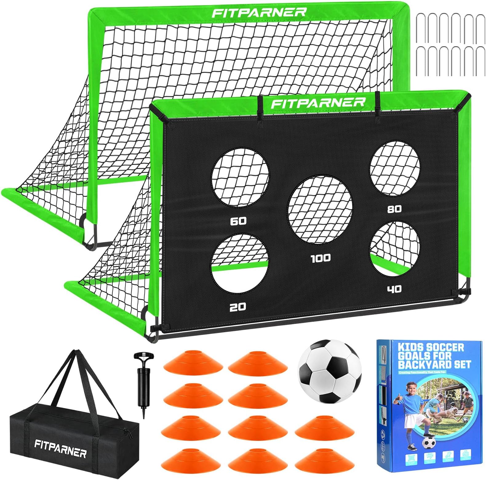 Soccer Goal, 4x3 ft Soccer Net, Backyard Training Equipment Set with Soccer Target, Cones for Soccer Practice,Outdoor Game, Ideal Soccer Gifts