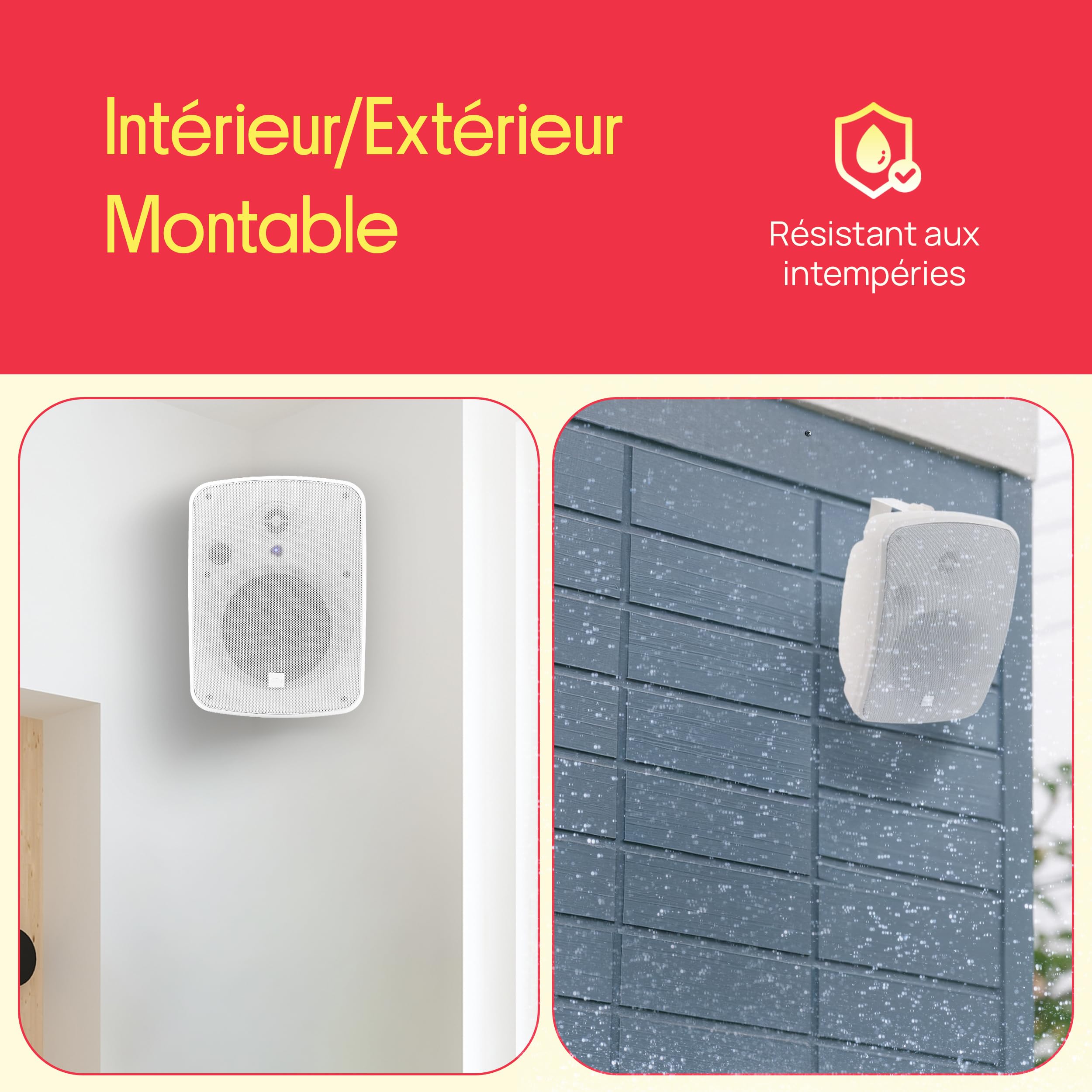 Pyle Enceintes Bluetooth - Haut-Parleurs sans Fil pour Extérieur - Paire Active et Passive 2 Voies - 800 Watts - Enceinte Mural, Plafond avec Grille Métallique et Fixation Universelle - Blanc