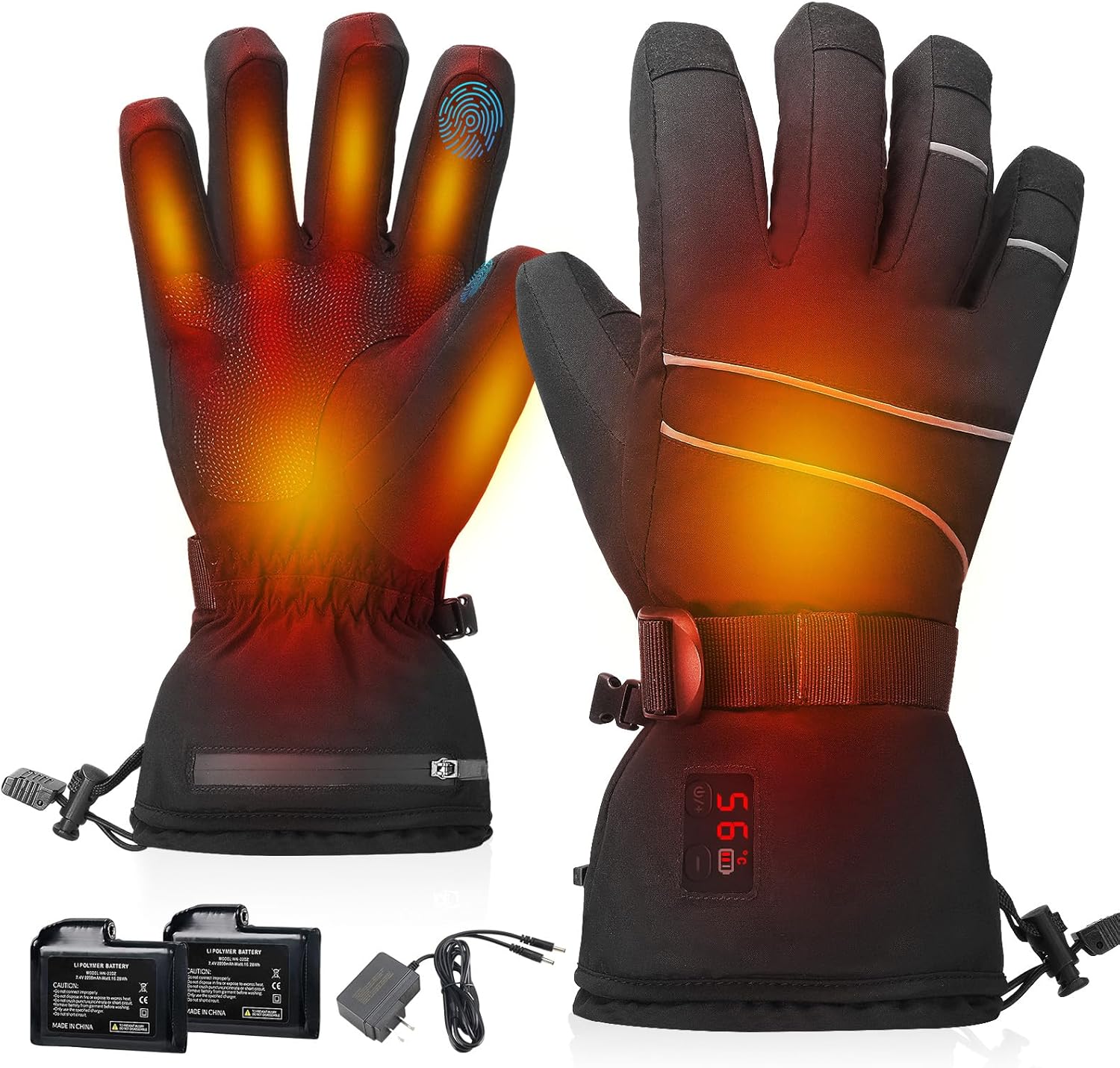 Guantes térmicos para hombres y mujeres, guantes de calefacción eléctricos recargables para invierno al aire libre, con pantalla de temperatura y