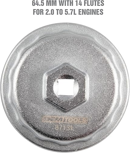 Miniatura 2 de OEMTOOLS 87131 Llave de filtro de aceite de 14 flautas de 2.539 in, llave de tapa de filtro de aceite para motores de 2.0 a 5.7L, para uso con