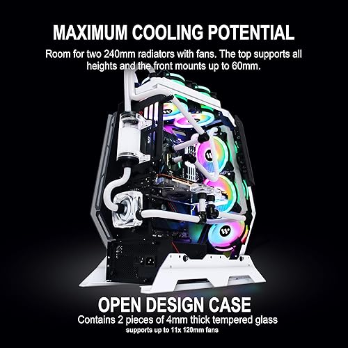Miniatura 7 de KEDIERS Funda para PC - ATX Tower Funda de vidrio templado para computadora de juegos con 7 ventiladores RGB