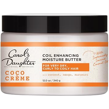 Carols Daughter Coco Creme Coil Enhancing Moisture Butter, with Coconut Oil and Mango Butter, for Very Dry Curly Hair, Paraben and Silicone Free, 12 oz