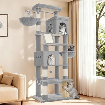Hzuaneri Tall Cat Tree 75 Inch, Indoor Large Multi-Level Cat Tower