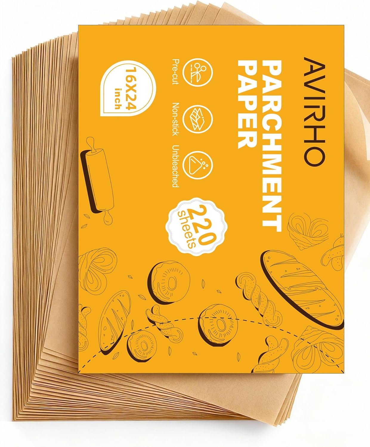 220 Pcs Parchment Paper Sheets for Baking | 16 x 24 Inches, Unbleached Precut Baking Paper for Oven, Airfryer, Heavy Duty Non-Stick Parchment Sheets for, Baking, Cooking, Grilling & Steaming