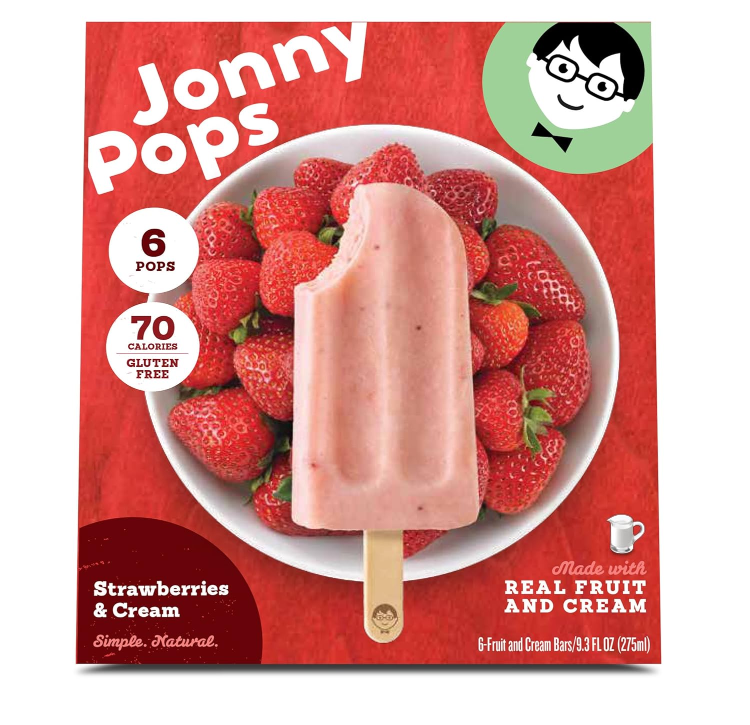 JonnyPops Strawberries & Cream Mini Bars, 6 Count (frozen