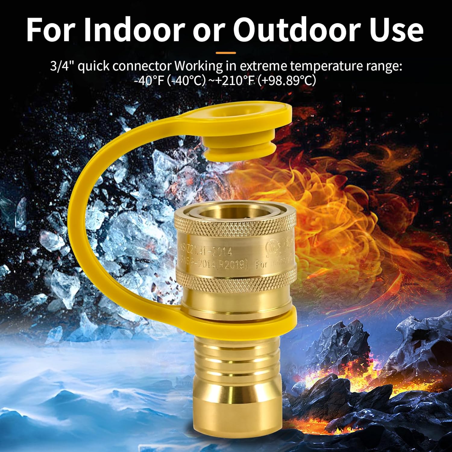 3/4" Male and Female Natural Gas Quick Connect Plug Fittings,Heavy Solid Brass Quick Connect Fittings Convert for Pipe Natural Gas Supply for Generators, Gas Grills, Fire Pits,RV