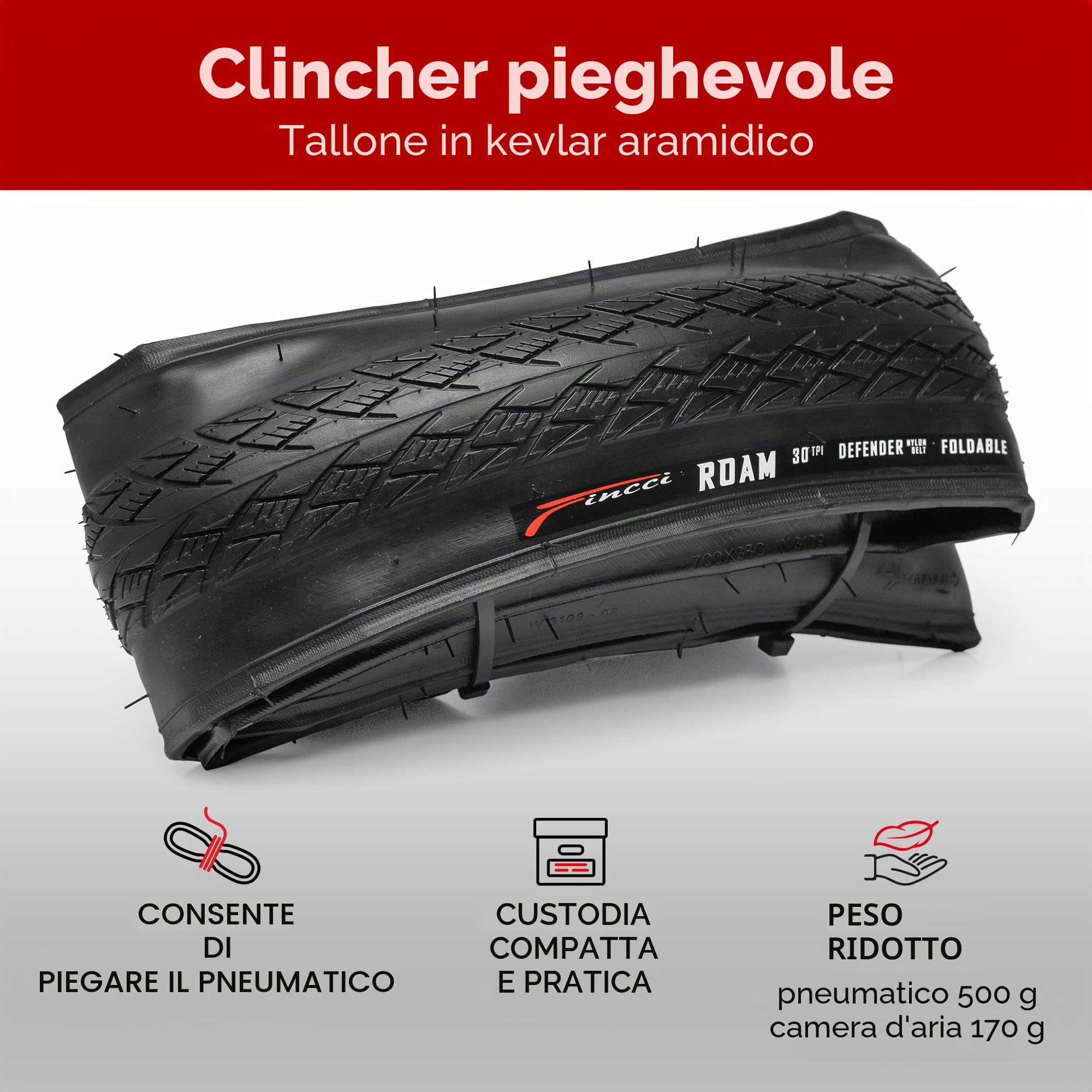Fincci Copertone Bici 700x35c 37-622 Pieghevole con Protezione Lv3 30TPI | Copertone 37-622 con Protezione Anti-Foratura in Nylon Lv3 e Pressione 50-80 PSI per Pneumatici Bici 28 700 x 35c - Set da 2