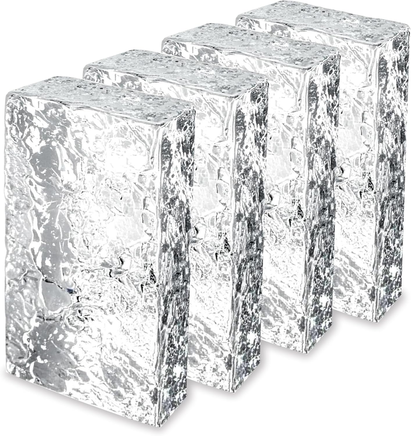 4 Pack-7.9"x3.9"x2" High Transparency ice Crystal Patterned Rectangular Solid Glass Brick - Used in Building Fields Such as wall partitions, as Well as for DIY Lighting fixtures, DIY Tables etc.