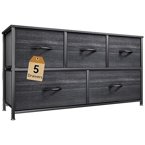 Miniatura 8 de DWVO Cómoda de tela para dormitorio, cómoda alta con 8 cajones, torre de almacenamiento con cubos de tela, cómoda para armario y sala de estar, Gris