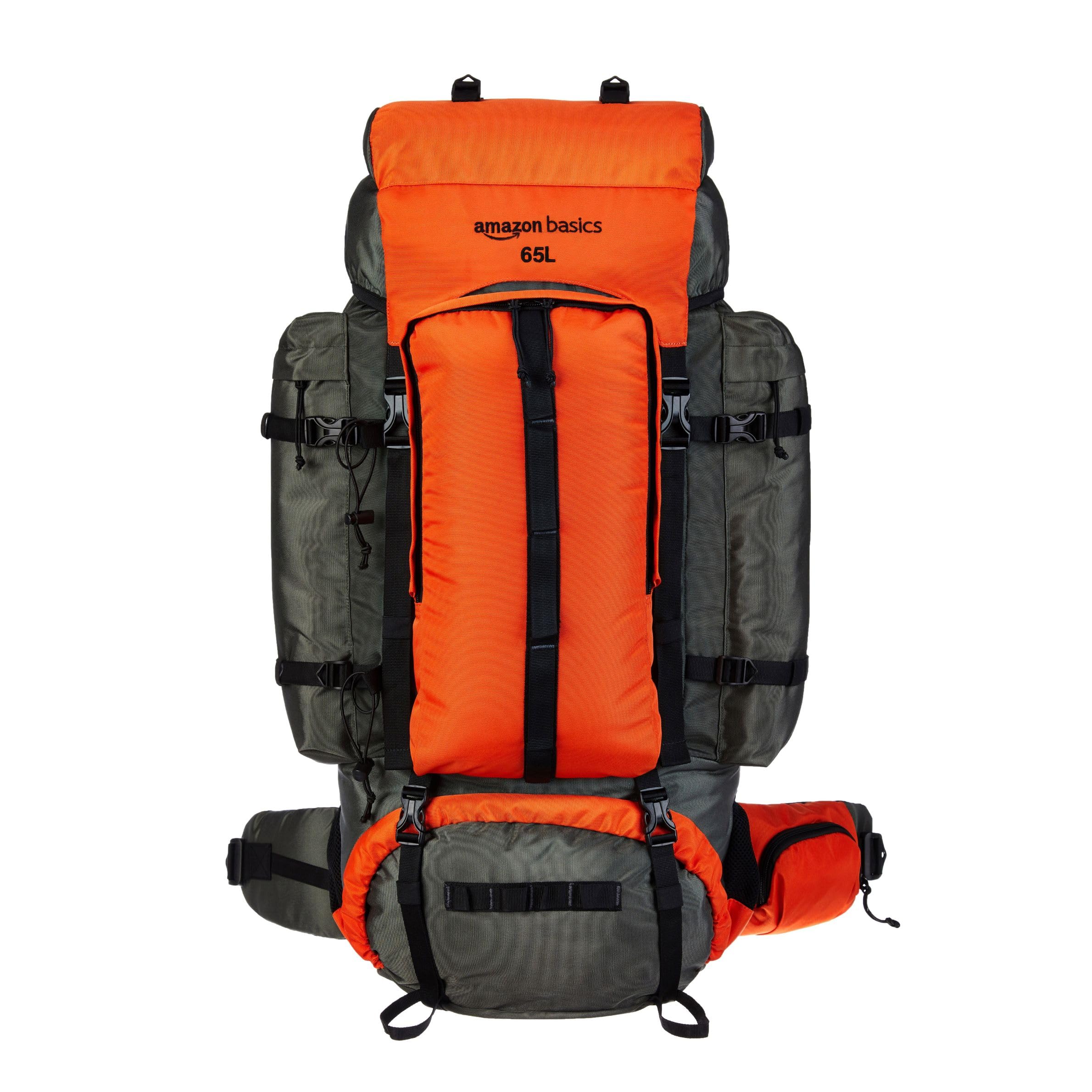 Internal Frame Hardback Hiking Bag with Rain Cover | Trekking | Travel Bag for Men & Women | Waterproof | Camping Rucksack | 65 Litres (Orange)-image-45