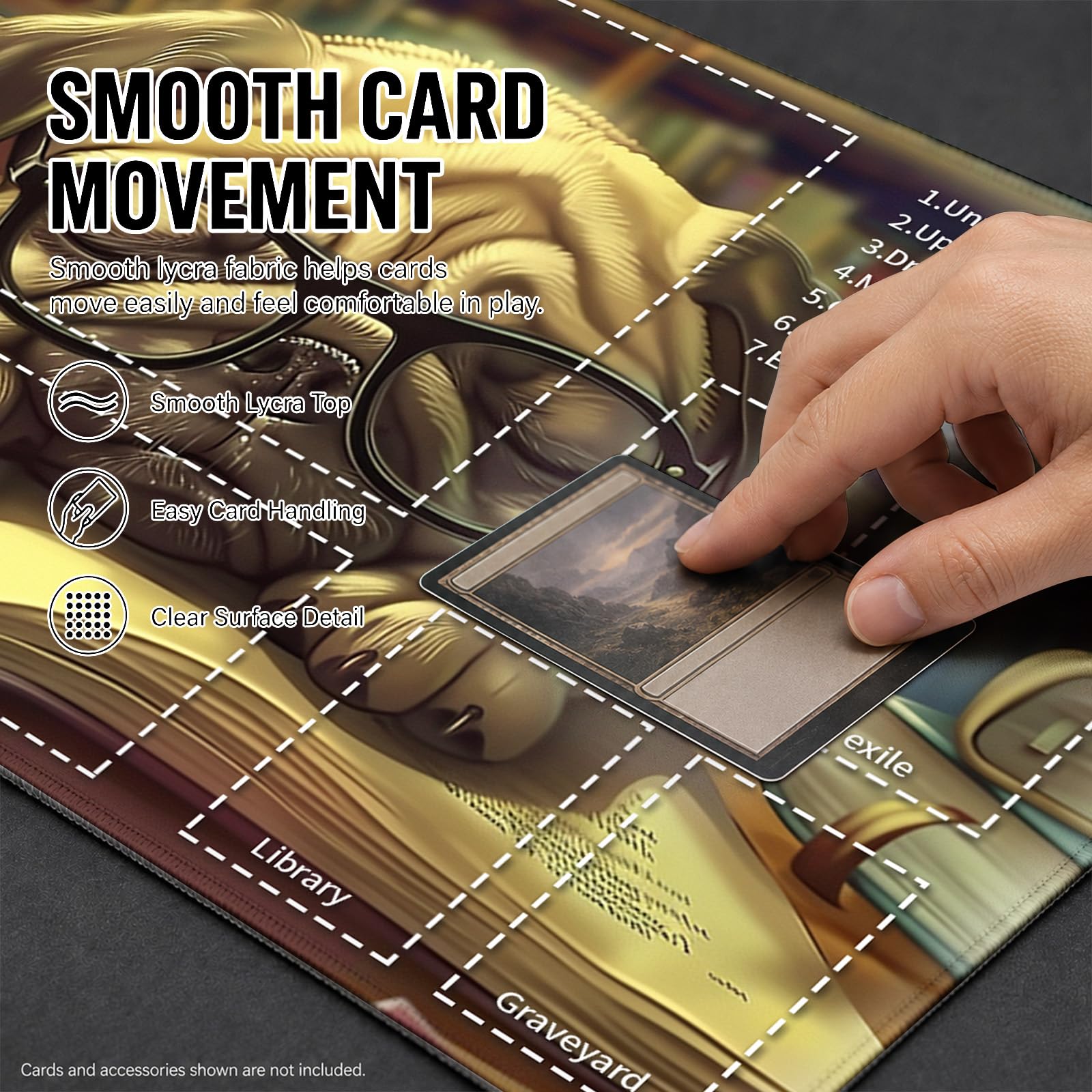 Tappetino da gioco per carte MTG/TCG con borsa per riporre le carte, superficie liscia base in gomma antiscivolo 61 x 35,6 cm, per gli amanti dei giochi di carte TCG tappetino da gioco [cane