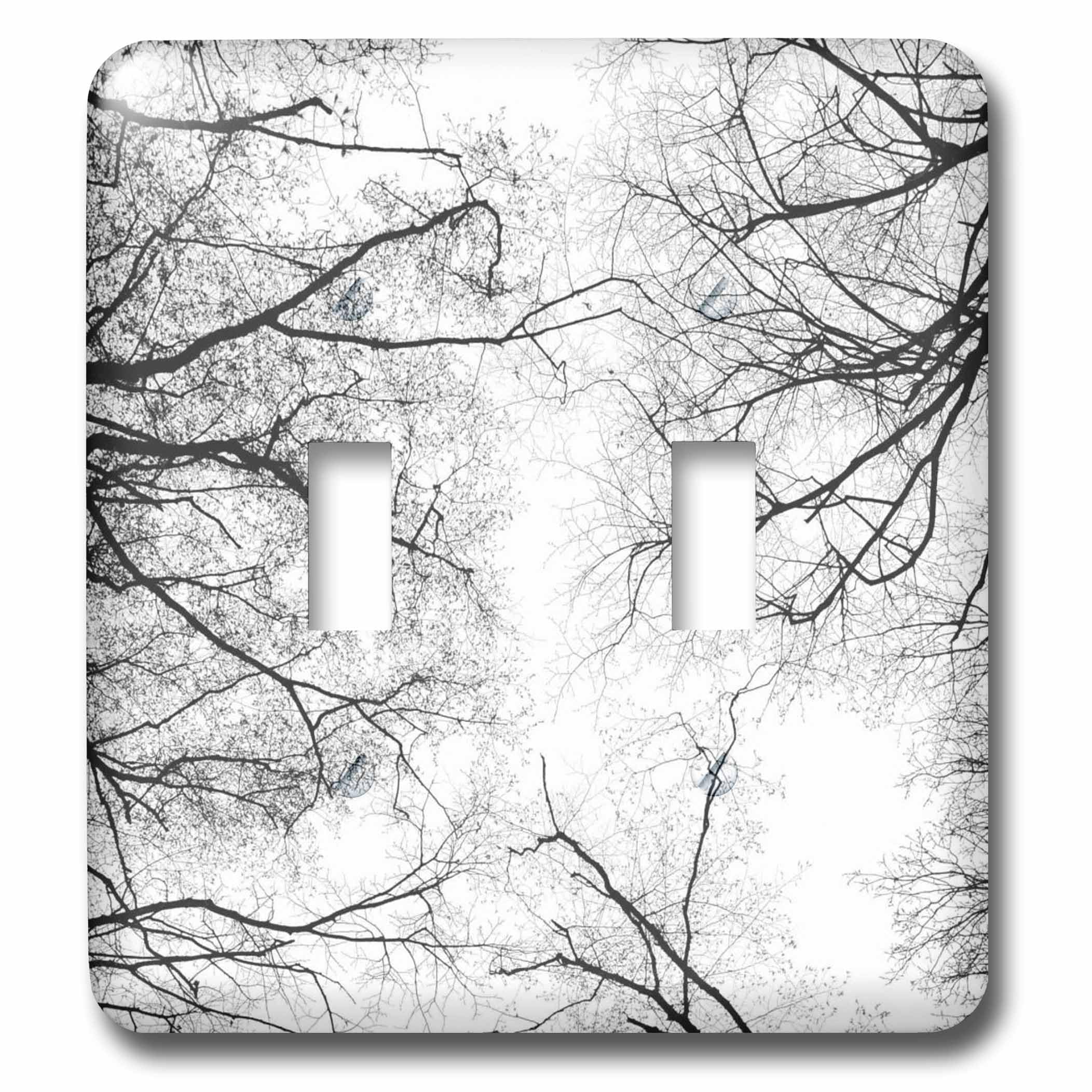 Double interrupteur à bascule image branches arbre noir 3D Rose lsp_220043_2 pour déco murale