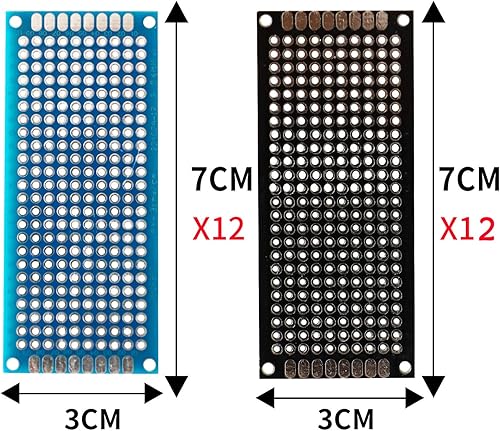 Miniatura 2 de Kit de prototipo de placa PCB de doble cara, 24 unidades, 1.2 x 2.8 in, 2 tamaños, azul y negro, placa de circuito impreso universal de 2 colores