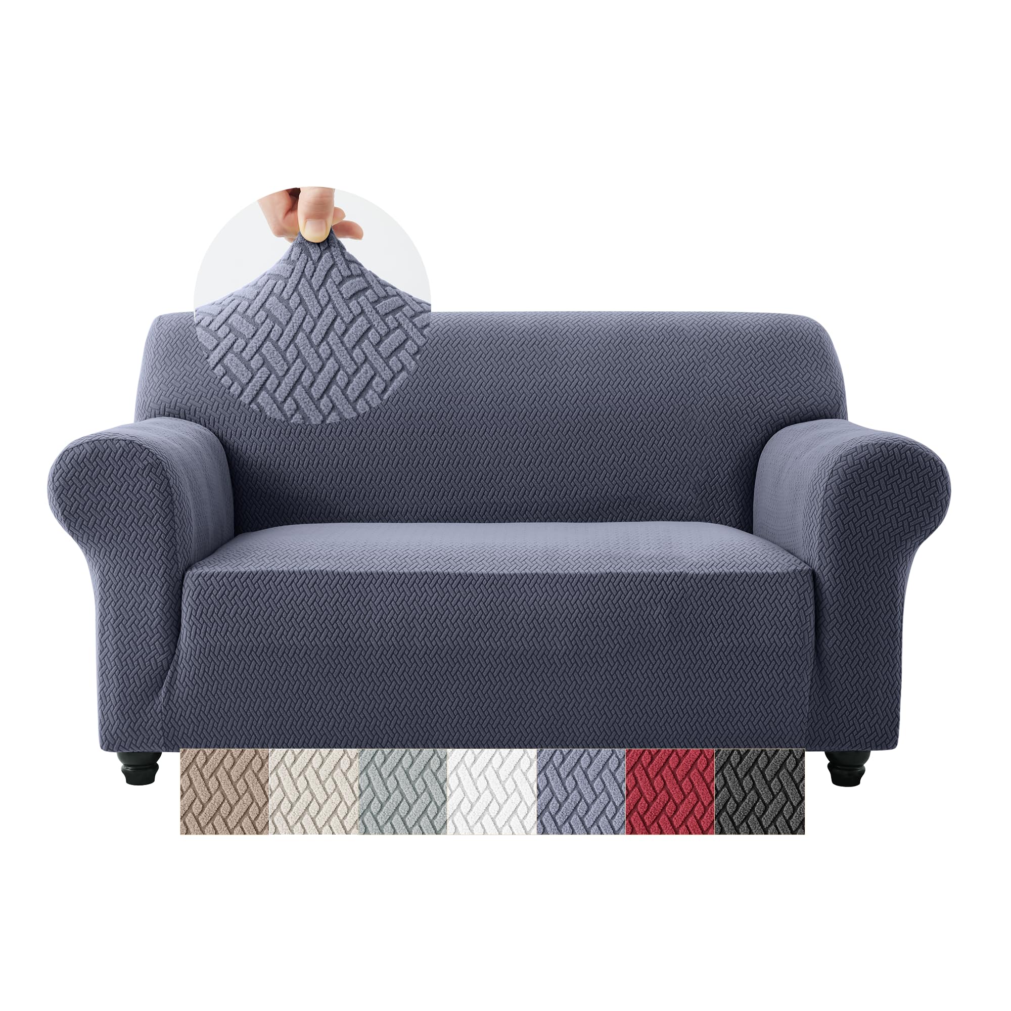 Moonlight Bedding Blue Grey High Stretch Navy 2 Seater Sofa Cover Spandex Elastic Fit Non Slip Sofa Cover Washable Sofa Protector