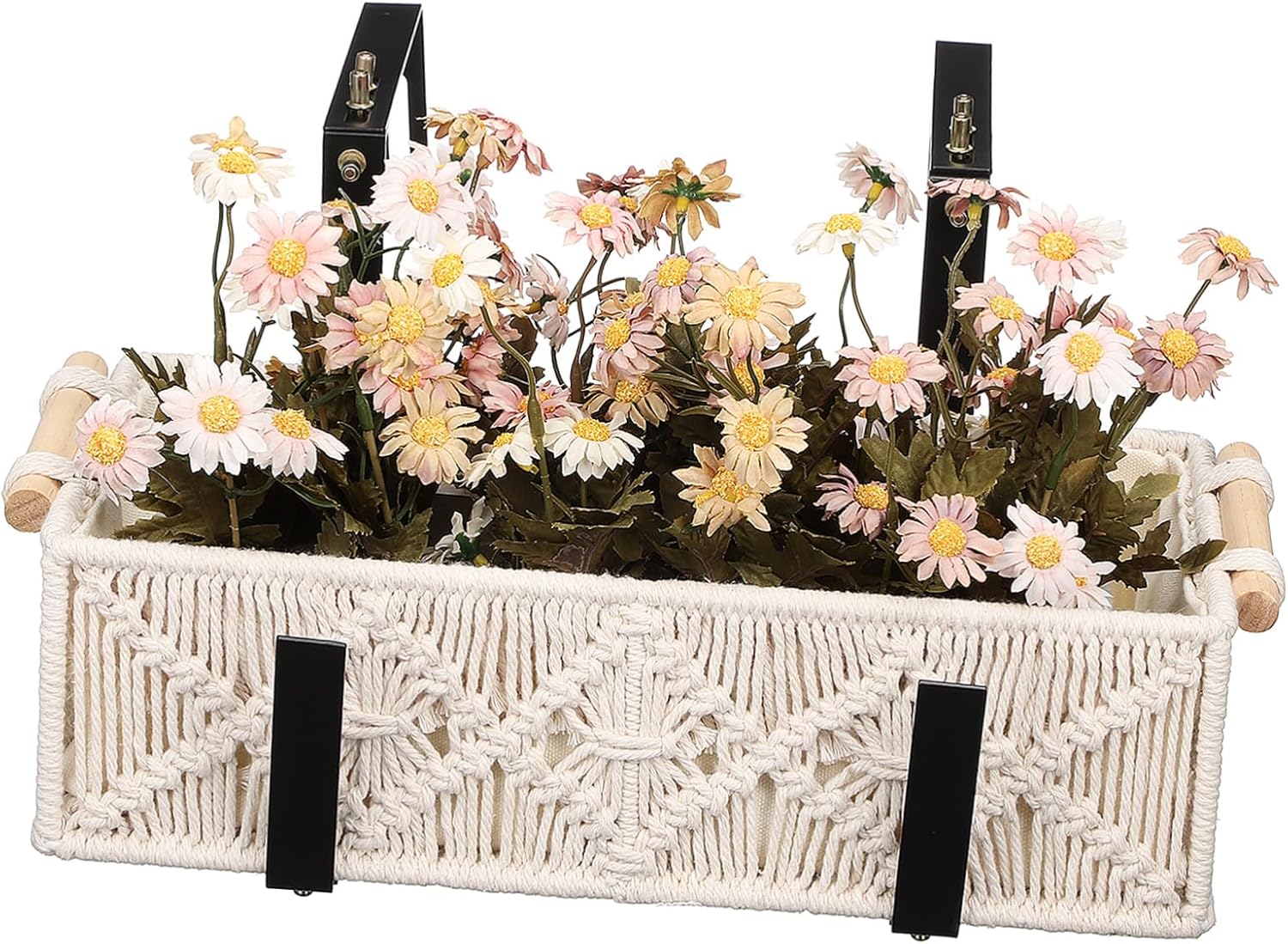 2pcs Railing Planter Brackets for Flower Boxes Sturdy Hooks for Balconies Decks and Railings Easy Installation for Indoor and Outdoor Use