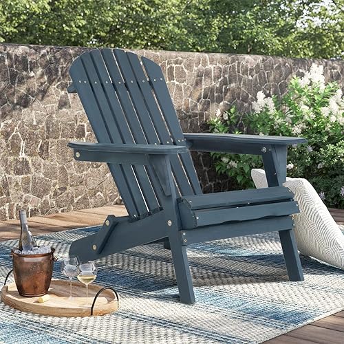 Miniatura 9 de FDW Silla Adirondack plegable, silla de patio para todo tipo de clima, silla para fogata al aire libre para patio, césped, jardín, patio trasero,