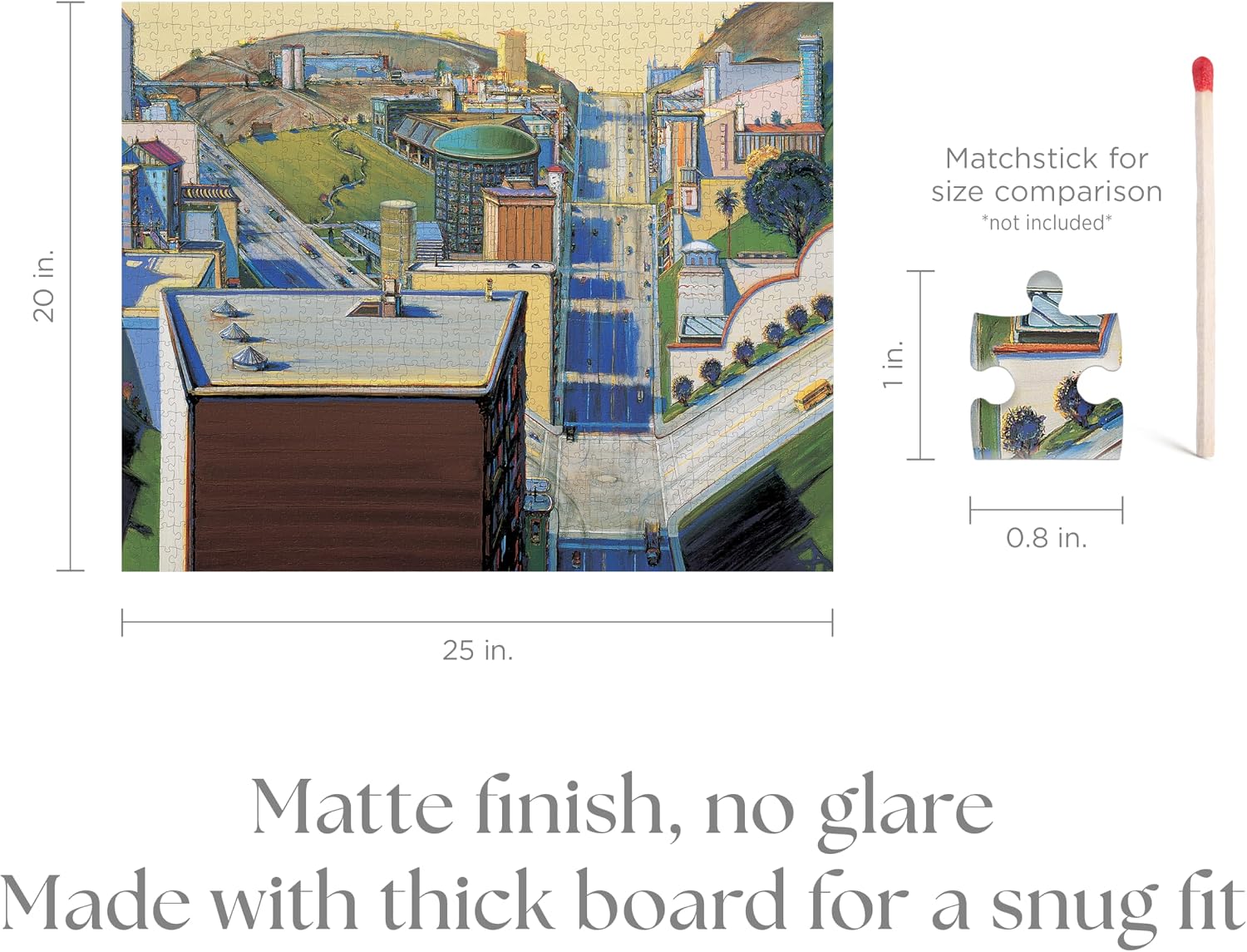 Pomegranate 1000-Piece Jigsaw Puzzle for Adults, Wayne Thiebaud's Valley Streets, Matte Finish, Snug Fit