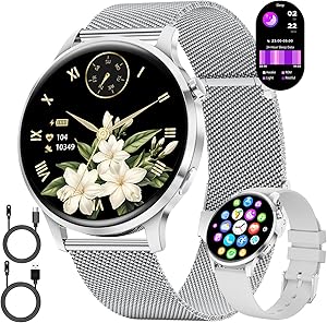 LIGE Women’s Round Smart Watch with Phone Function 7.9 mm Slim 1.32 Inch AMOLED Elegant Smartwatch for Android iOS, Fitnes…