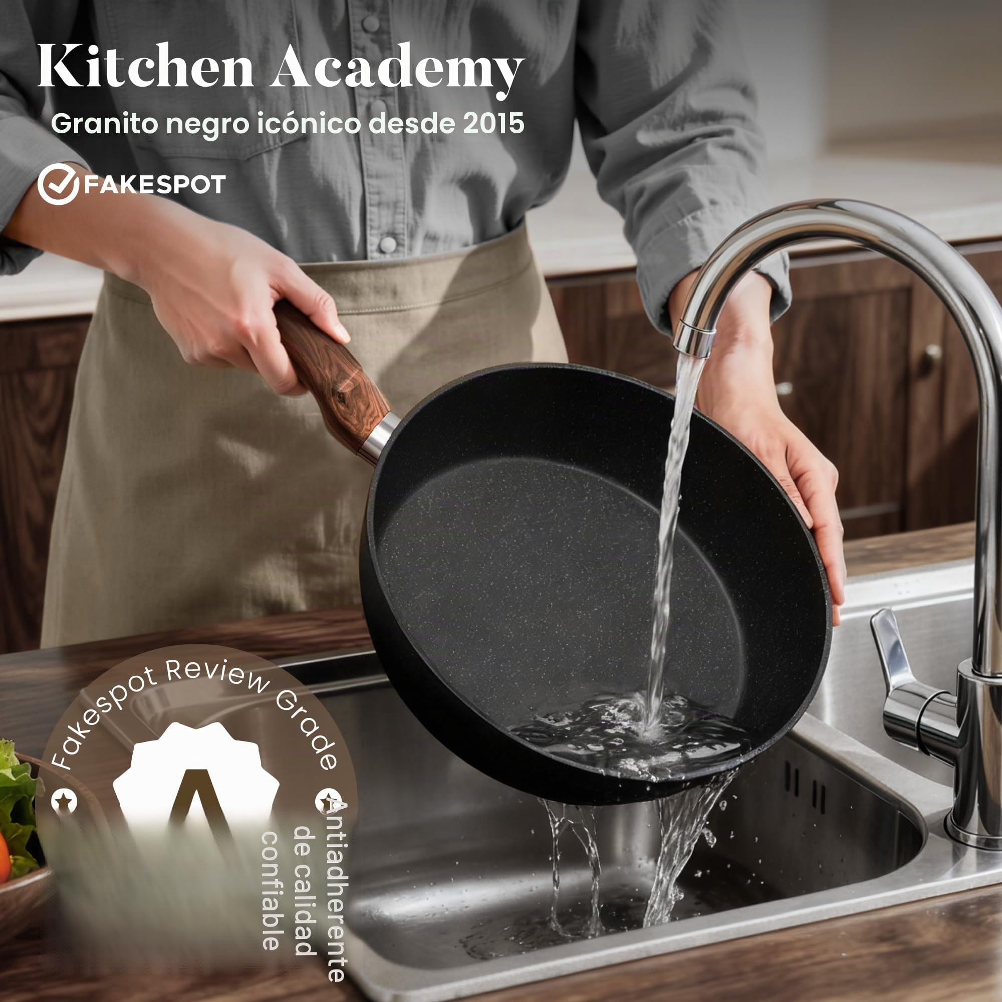 Kitchen Academy Bateria de Cocina Induccion y Sartenes Antiadherentes - 12 piezas Juego de Sartenes Antiadherentes, Sartenes Induccion Cacerolas libre de PTFE y PFOA (Negro)
