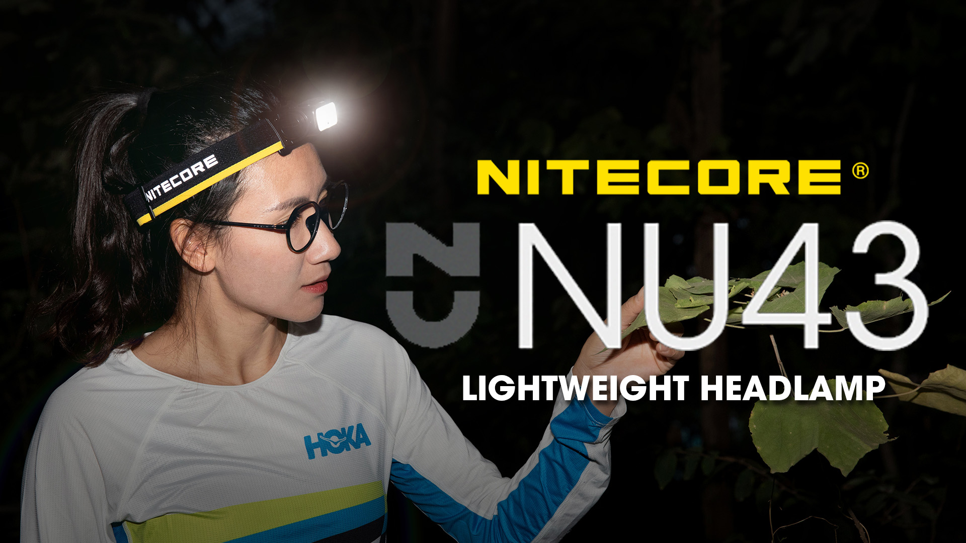 Image of Nitecore NU43 Rechargeable Headlamp, 1400 lumens USB-C Bright Lightweight for Camping, Running, or Working, with Spotlight, Floodlight, Red Light, Including NitecoreS Sticker
