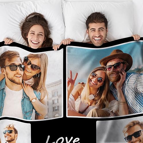 Miniatura 3 de Funny DIY Regalos personalizados con texto en inglés "I Love You" para novio, manta personalizada con fotos y texto, regalos para parejas para