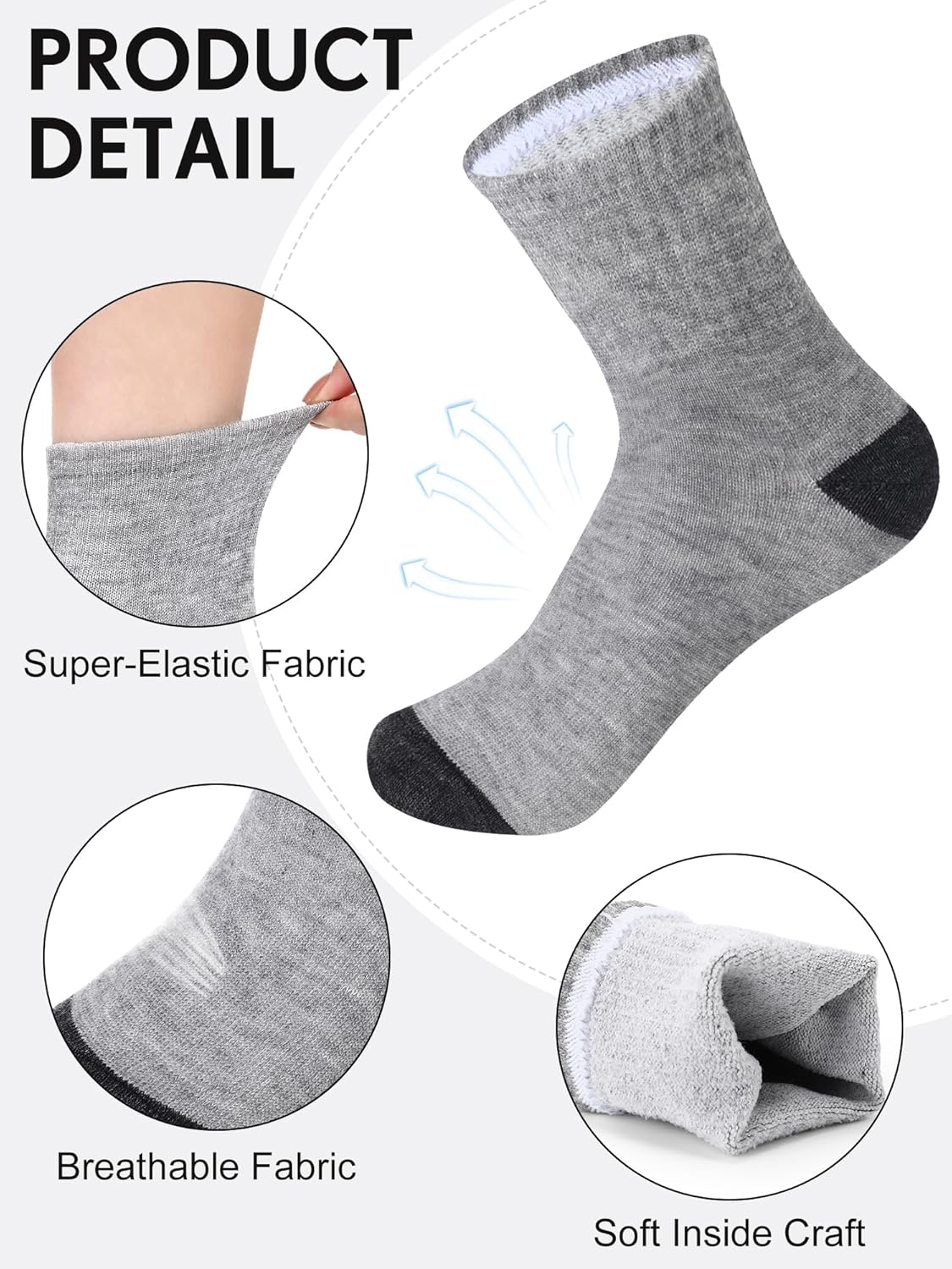 Tarpop Bulk Socks Mens Moisture Wicking Casual Sports Ankle Socks Bulk for Homeless Unisex Adult