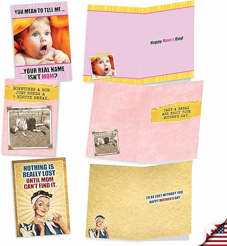 Miniatura 3 de NobleWorks - 10 tarjetas surtidas del día de la madre con sobres - Tarjetas divertidas en caja para mamá, madrastra, mujeres - Mamá siempre sabe