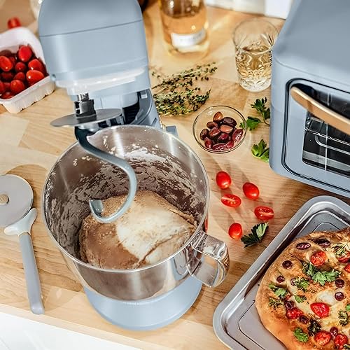 Miniatura 2 de Hermosa batidora de pie de 5.3 cuartos de galón con diseño de cabeza inclinable, tazón de acero inoxidable, 300 vatios de potencia, control de 12