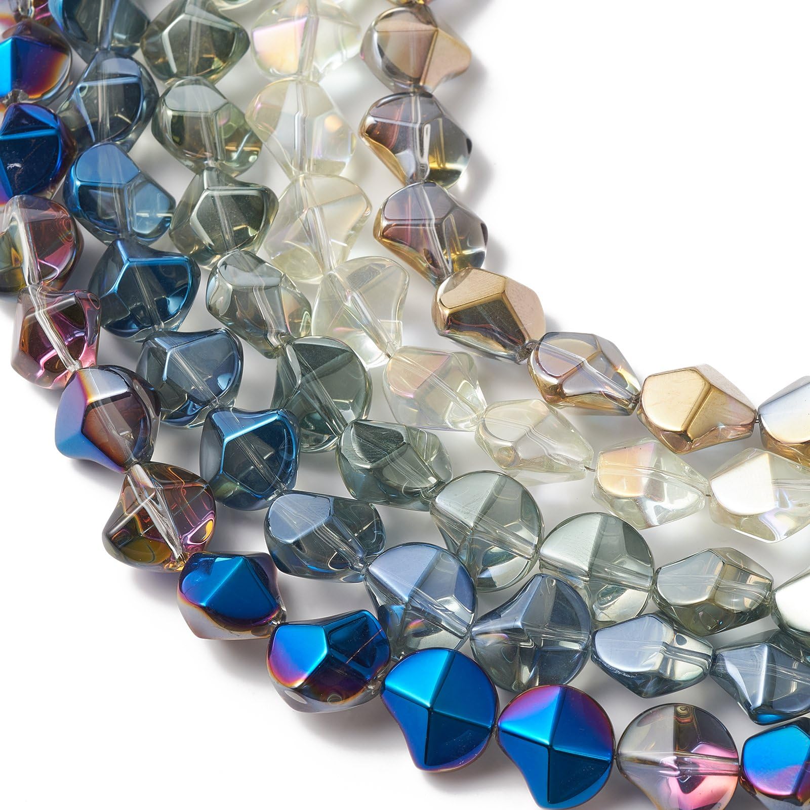 UR URlifehall 220 Pcs Electroplate Glass Beads Strands Half Plated Twist Shaped Transparent Twist Glass Beads for DIY Jewelry Making