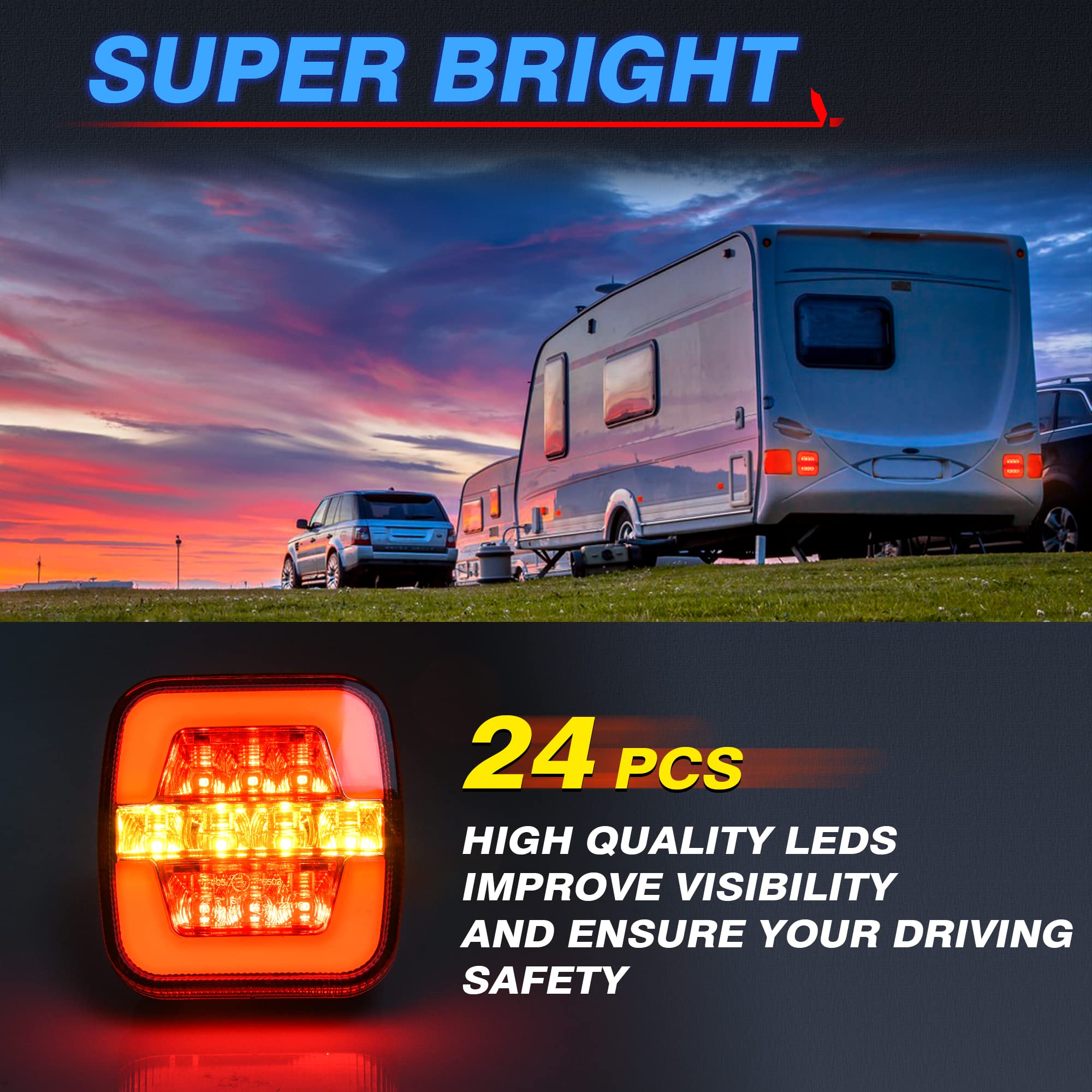 MICTUNING Set di luci posteriori per rimorchio, 7,5 m, cavo con spina a 7 poli omologato