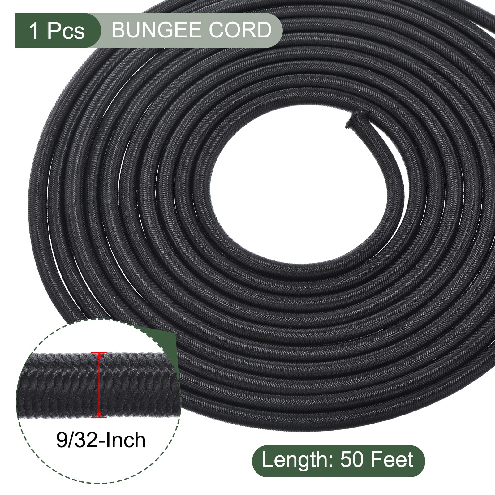 YOKIVE Bungee Shock Cord, Polyester Marine Grade Bungee Elastic String Versatile, 9/32" x 50ft - Image 2