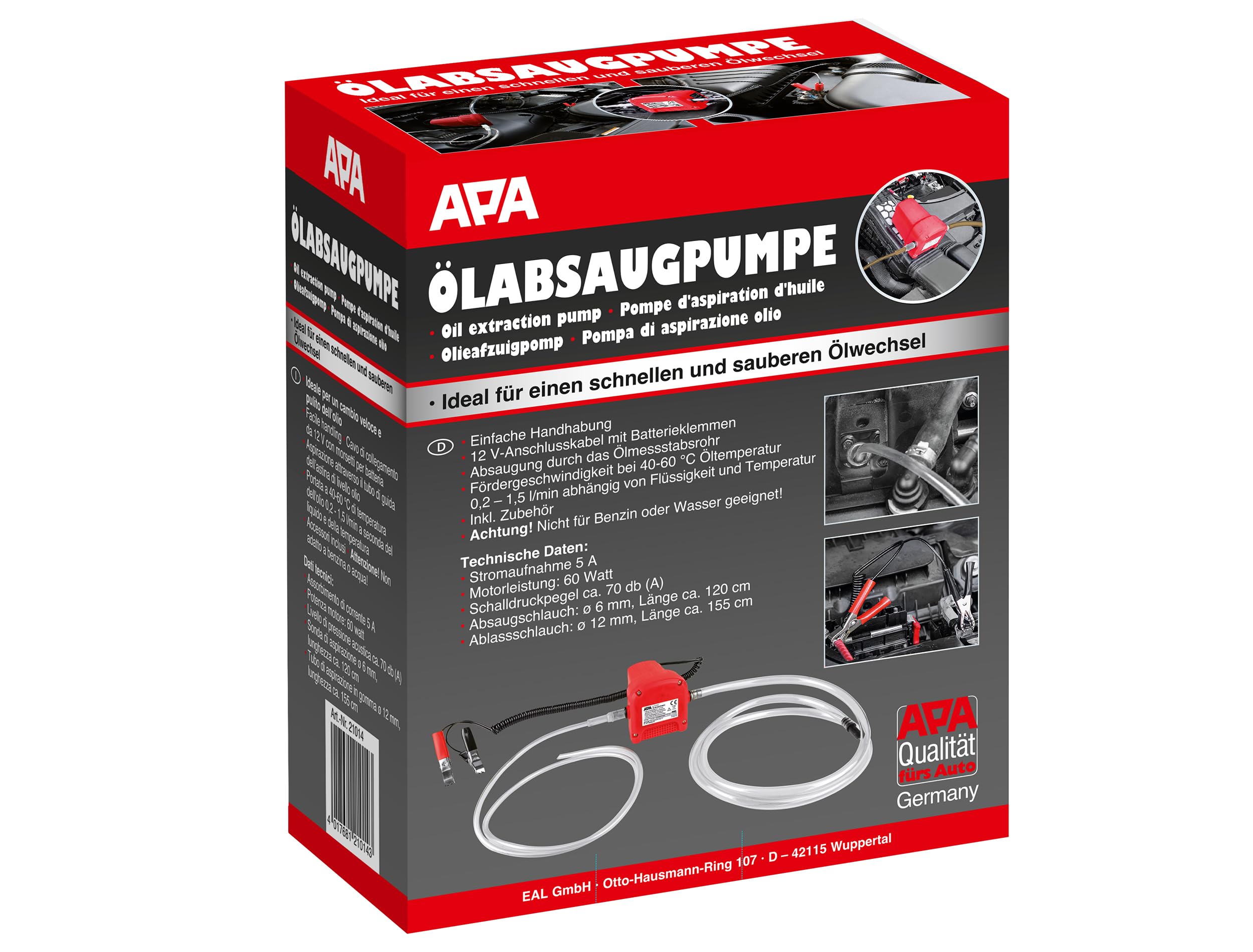 EUFAB 21014 - Pompa elettrica per aspirazione Olio Motore, 12V