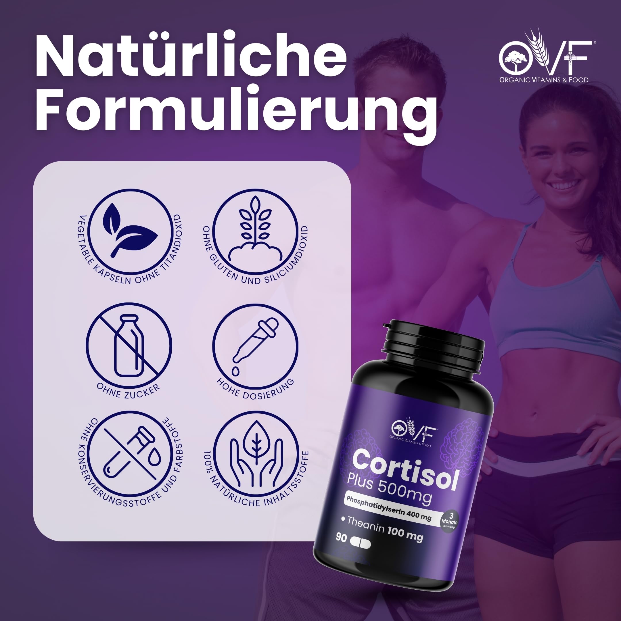 OVF Phosphatidylserin 400 mg + L-Theanin 100 mg pro 90 vegane Kapseln Hochdosiert Ohne Gluten, Laktose, Zucker & Nickel Made in Italy