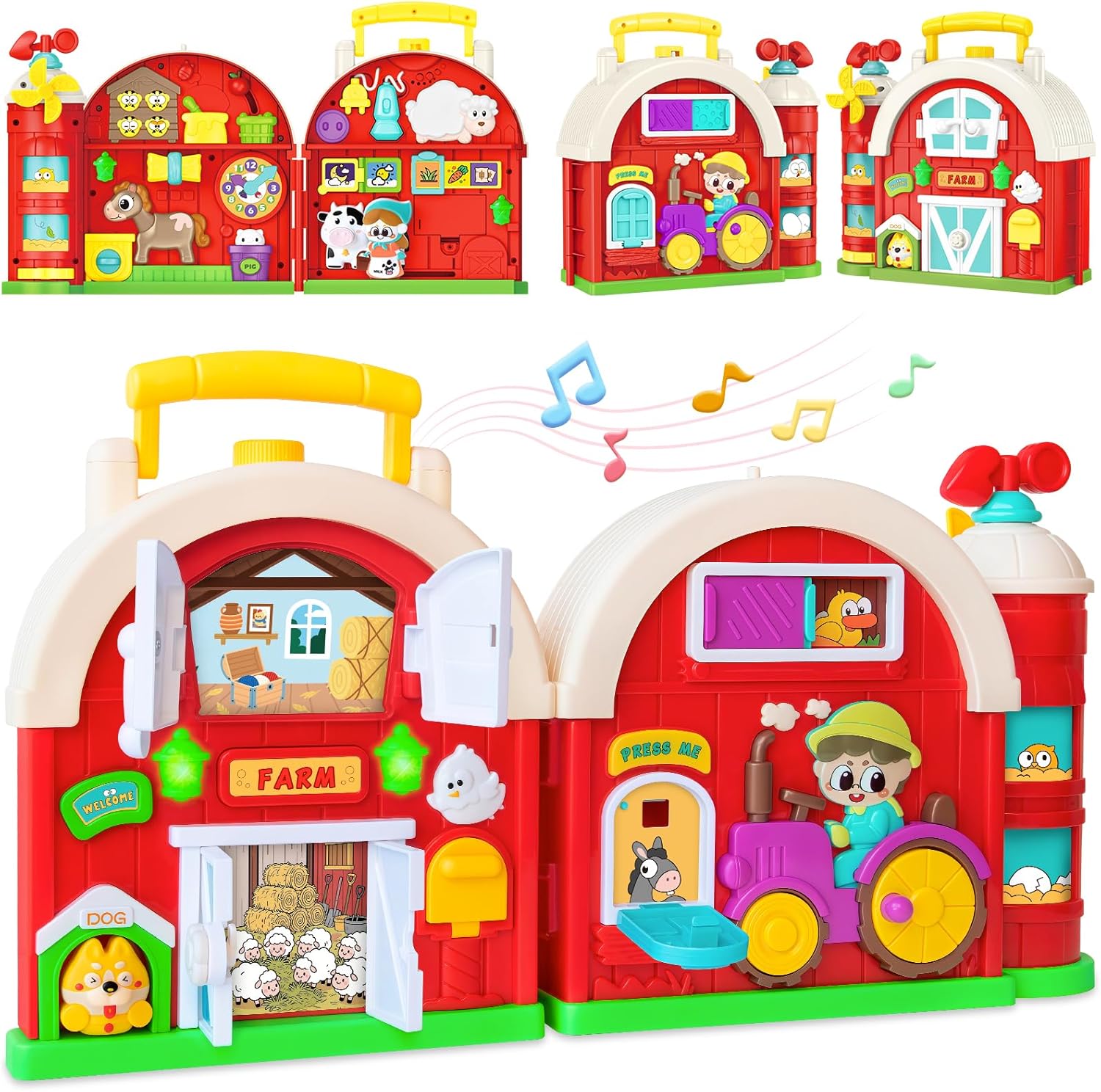 Toddler Toys for 1-2 Year Old Boys & Girls, Farm Barn Montessori Busy Board, Early Educational Toy for Kids 1-3, Motor Skills Developmental Toy for 12-18 Month, Christmas Birthday Gift for Aged 1+