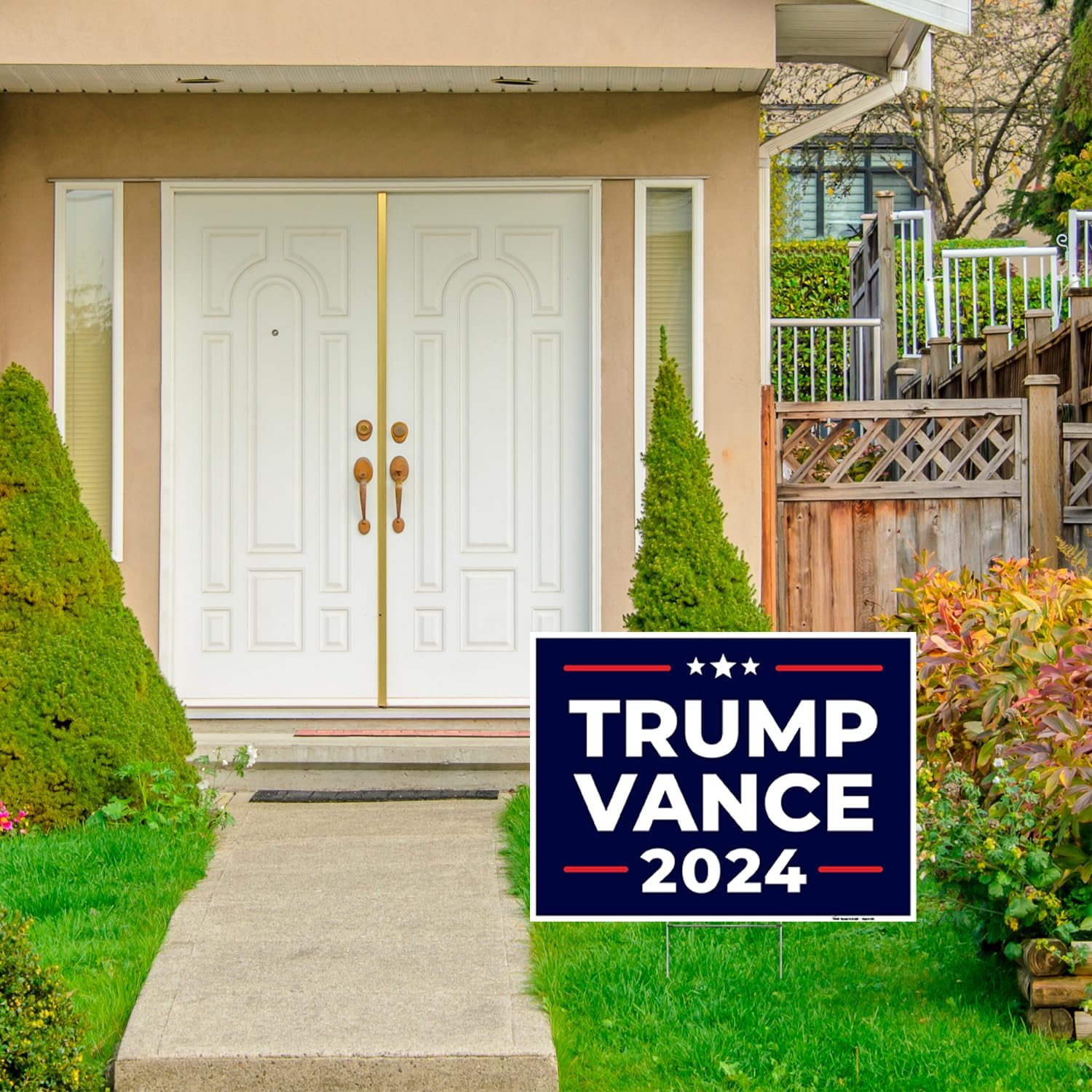 Armo Trump Vance 2024 Yard Sign, Donald Trump JD Vance Republican Conservative 18x24 (3 Pack) Inhes Corrugated Plastic Double Sided with Metal H Stake Waterproof, Outdoor Lawn Signage, Made in USA