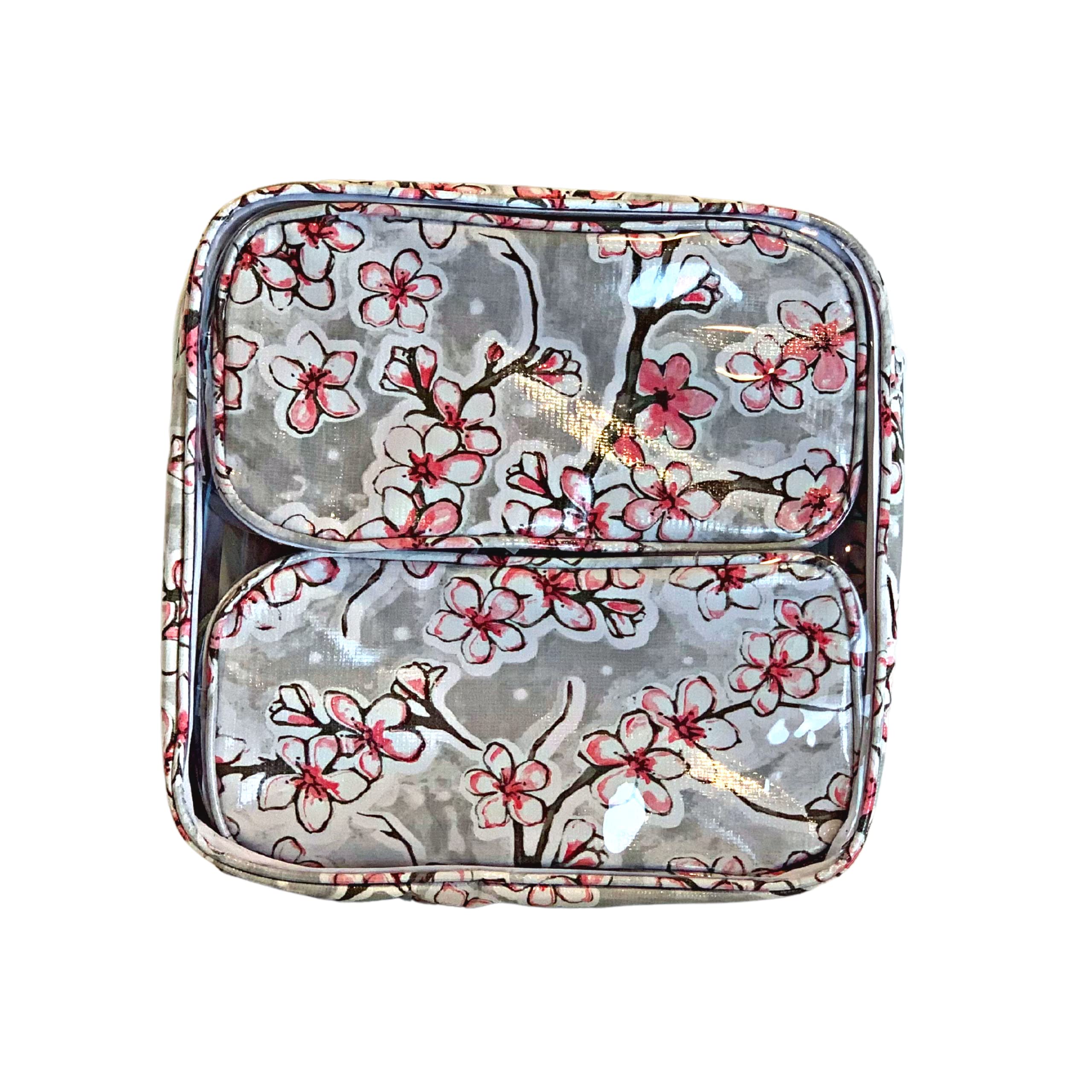 Alux Lot de 3 trousses de maquillage de voyage imperméables multicolores - Grande et moyenne trousse de maquillage pour voyage et cosmétiques, Gris Sakura