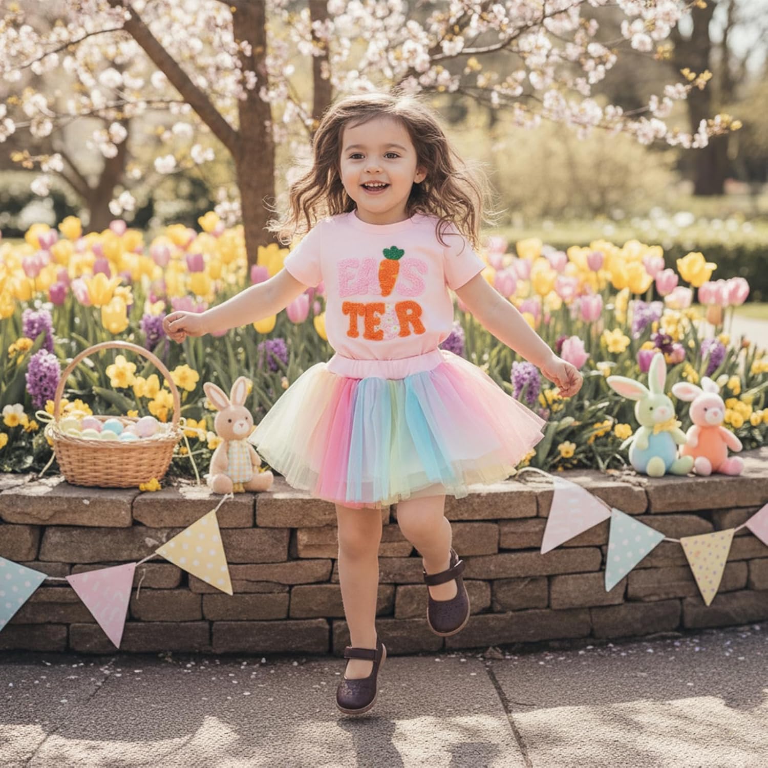 Toddler Girl Easter Outfit Carrot Short Sleeve Kids Baby Tee Shirt Tops Tutu Dress Little Girls Summer Skirt Set - Image 2