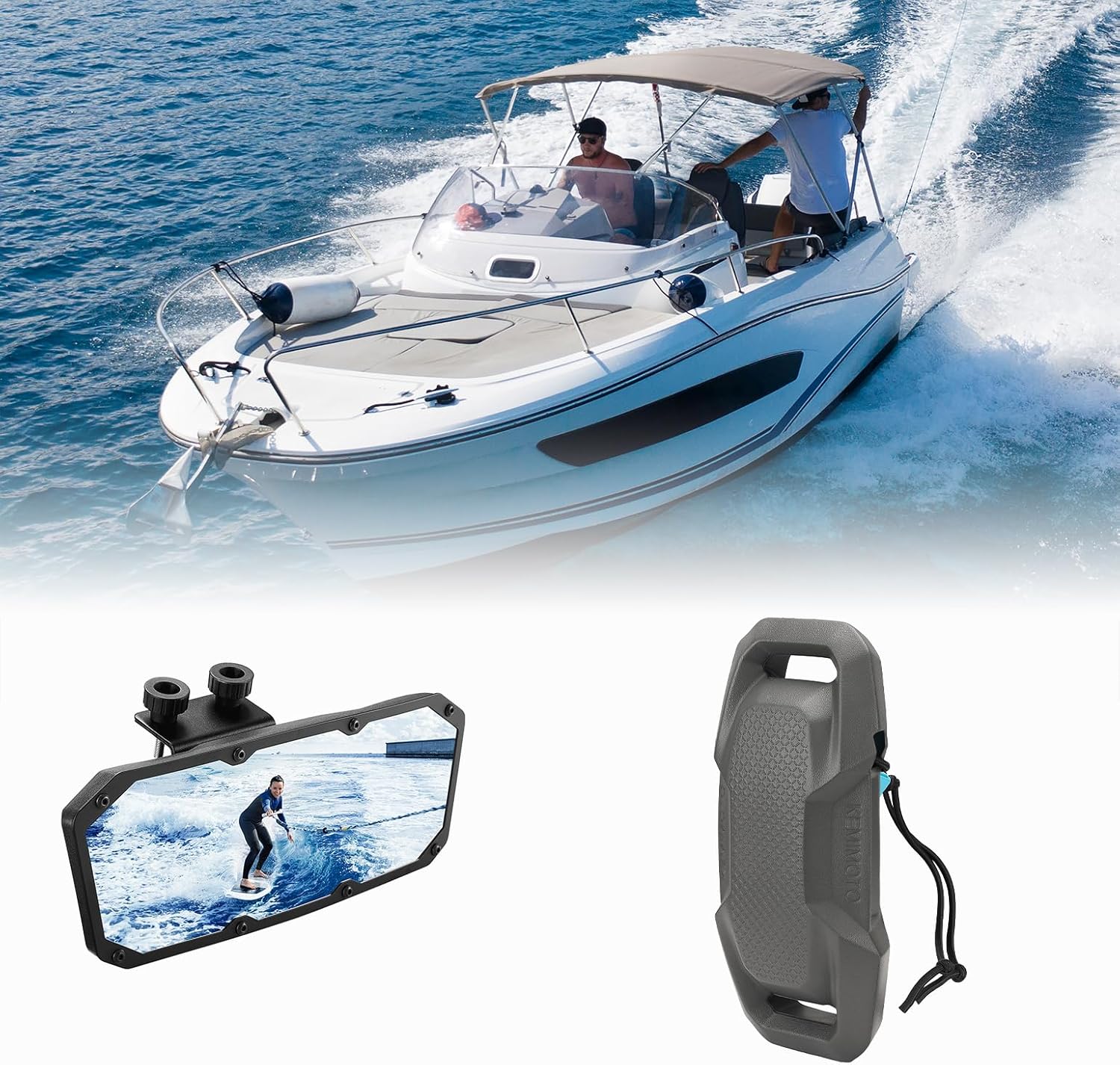 KEMIMOTO 3.5"x10" Rear View Boat Mirror and Boat Bumpers for Docking