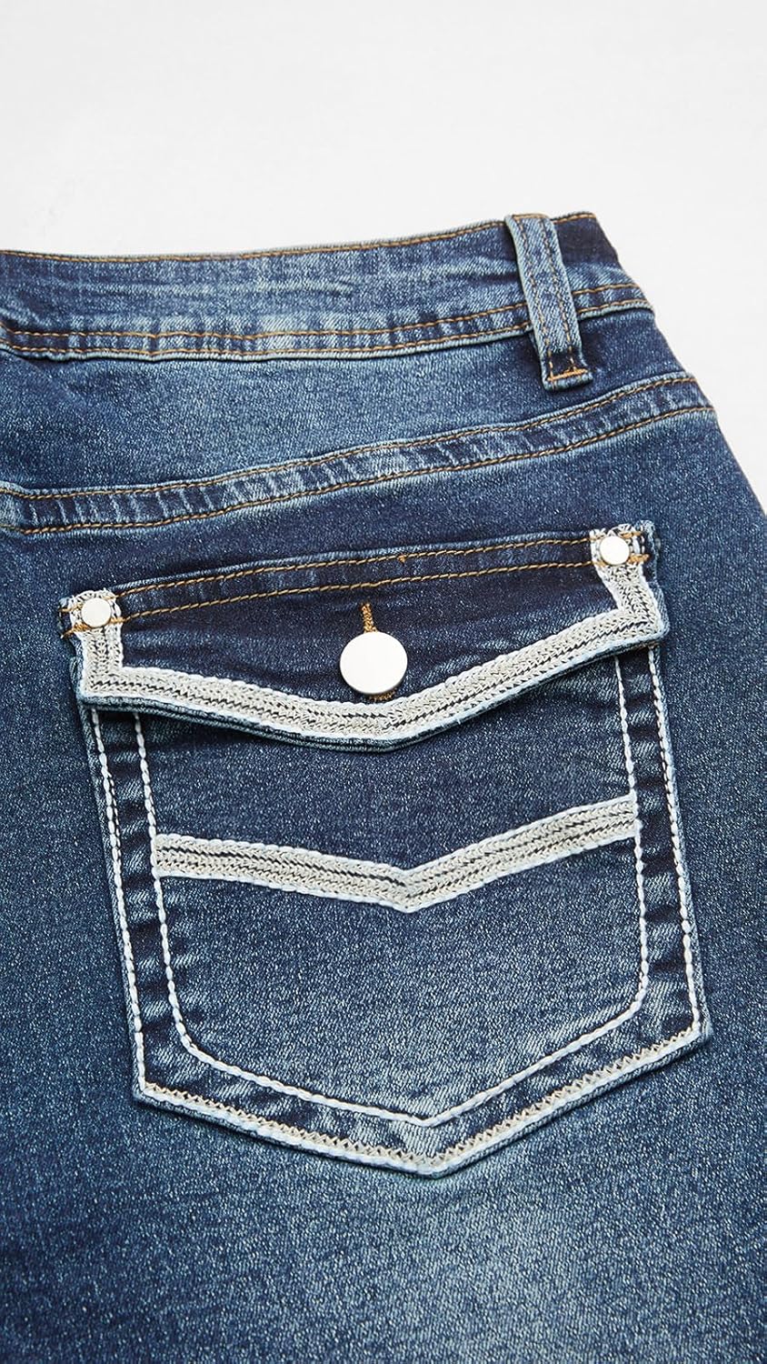 Bootcut Jeans for Women Mid Rise Straight Leg Curvy Stretchy Jeans Tummy Control Denim Trendy Pants - Image 7