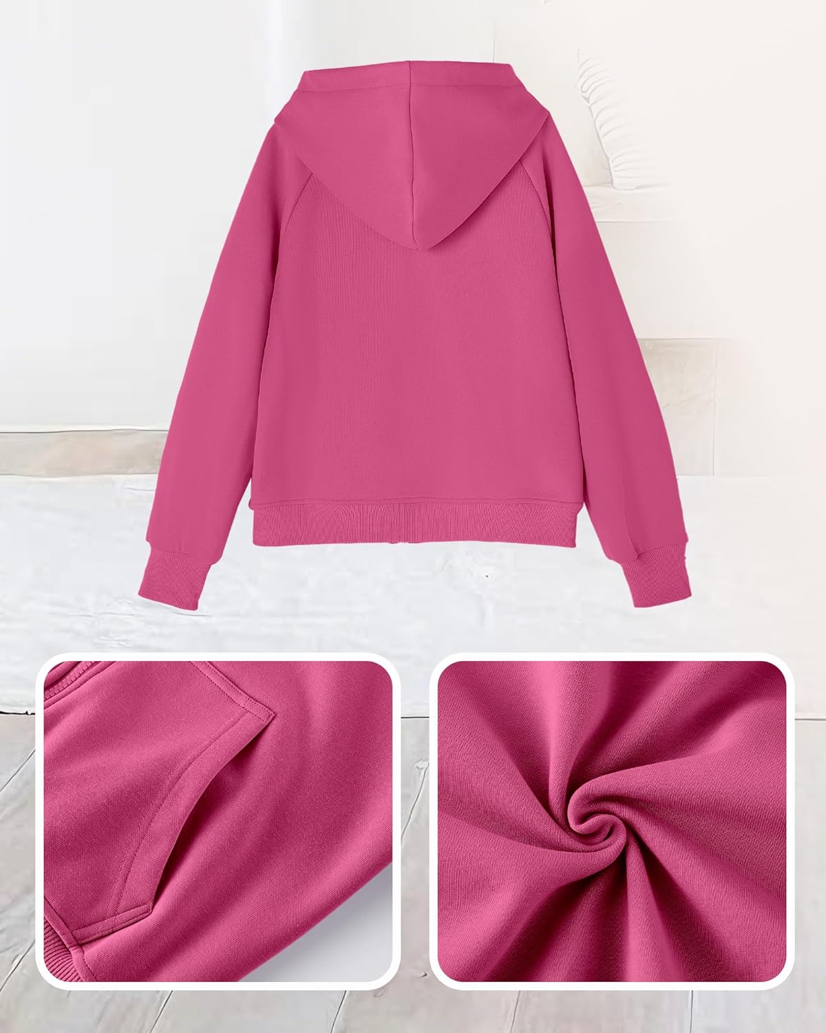 Girls Zip Up Hoodies Teen Fleece Full-Zip Sweatshirts Jacket Casual Hoodie with Pocket 5-14Y - Image 6