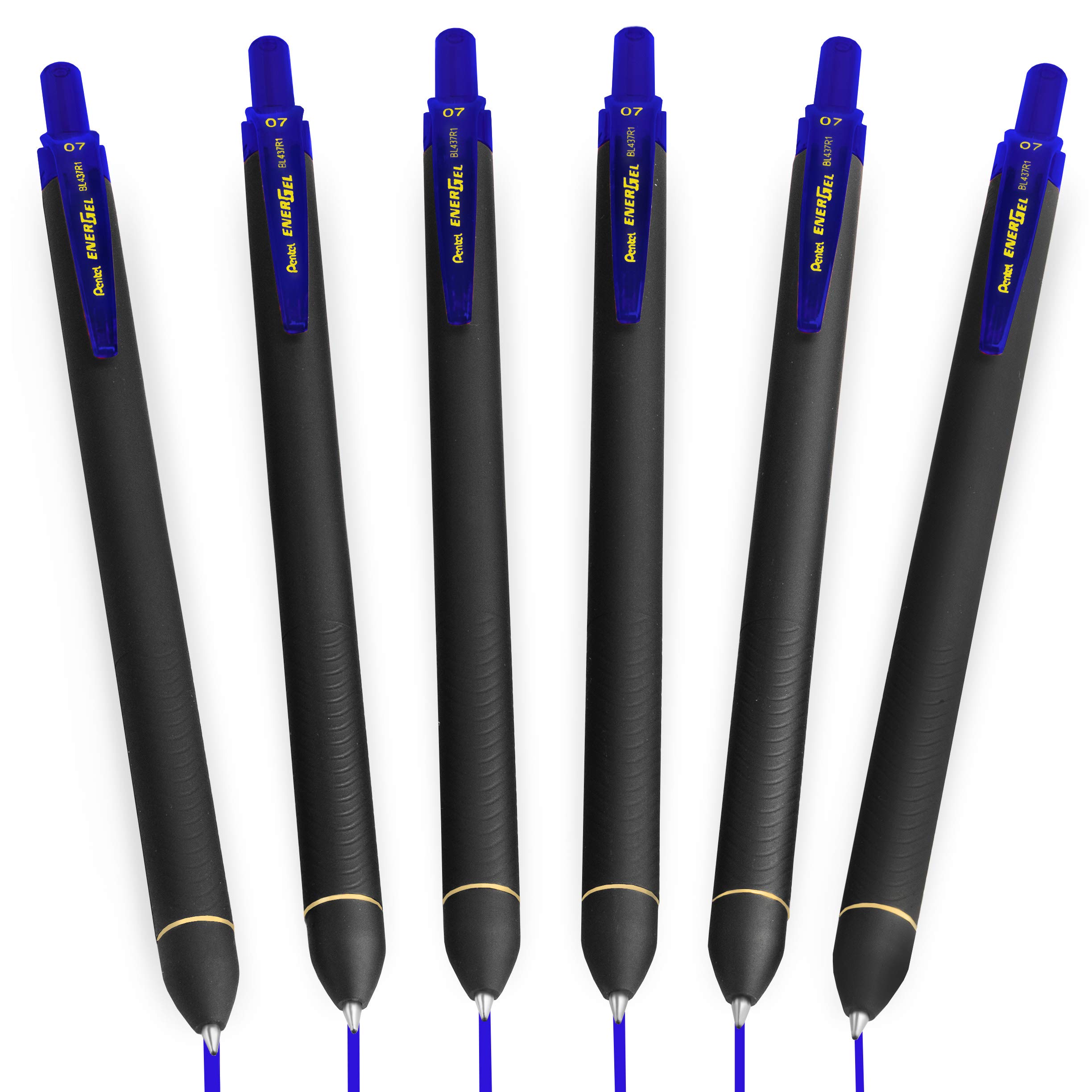 Pentel Energel BL437R1 Retractable Gel Ink Rollerball Pen - 0.7mm Nib - Blue - Pack of 6