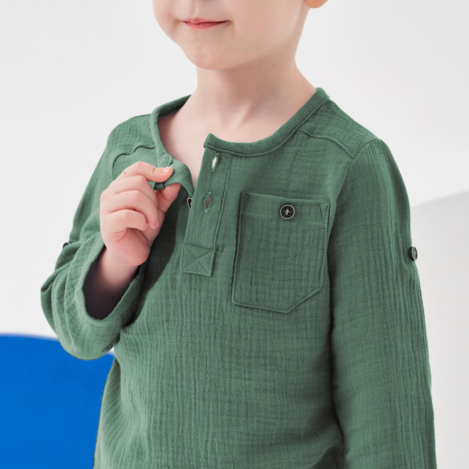 Volunboy Henley T Shirt à Manches Longues Bébés Garçon, Coton Décontracté T-Shirts Bouton Col Rond