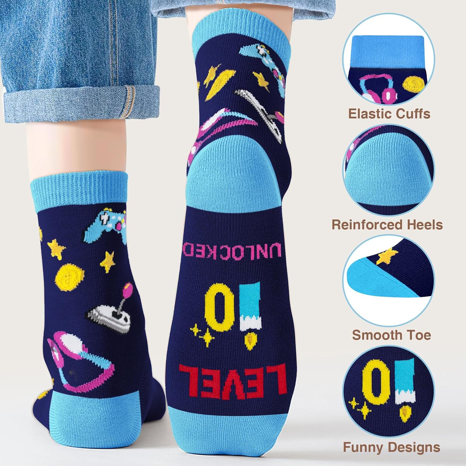 Birthday Gifts for Boys Age 10-13, Gamer Socks for 10 11 12 13 Year Old Boys, Tween Boy Birthday Gift Ideas Party Decorations