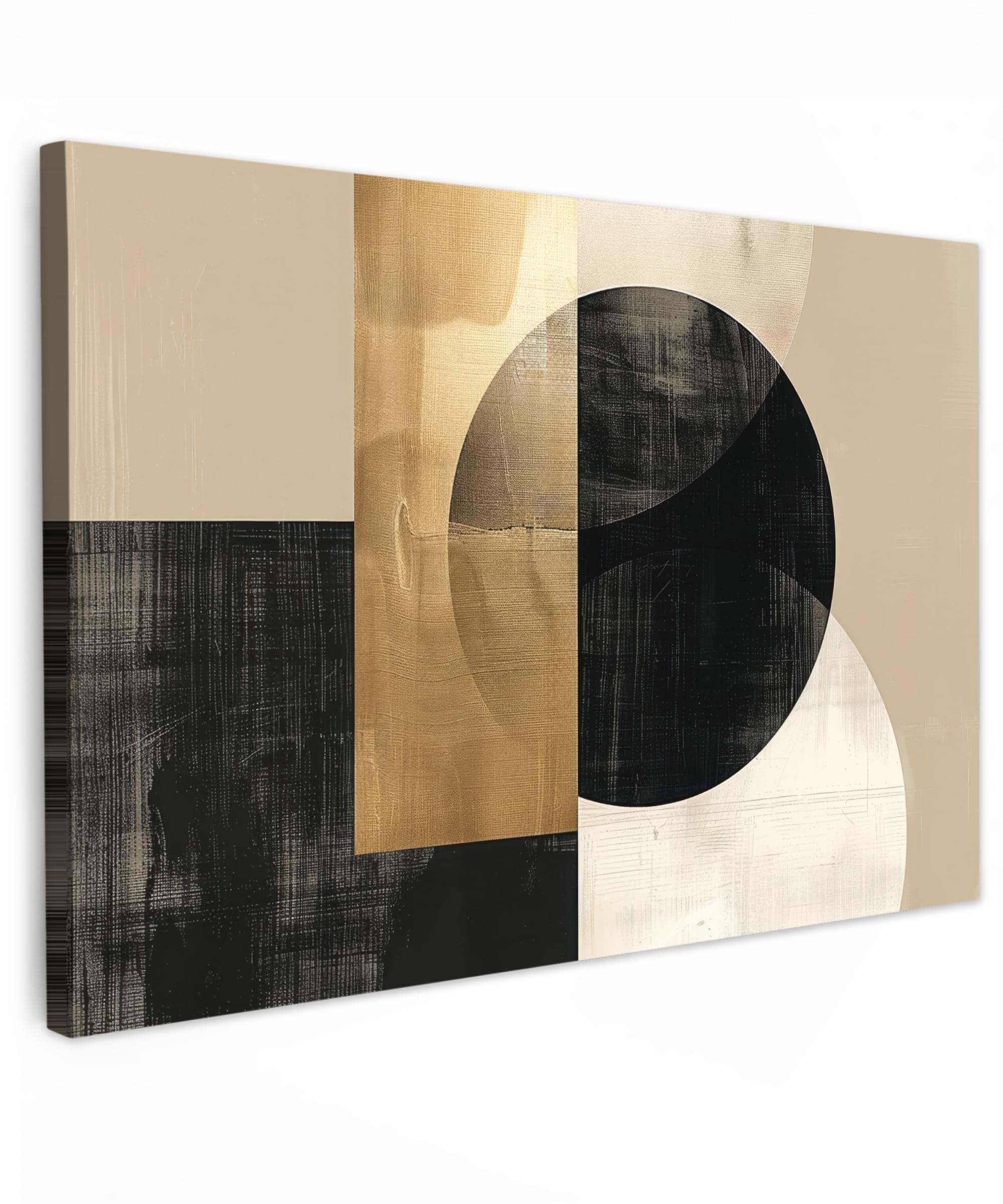 MuchoWow© Canvas Wall Art 35"x24" / 90x60 cm Decor Paintings Prints framed on Canvas Decorations Wallart Abstract - Gold - Black - Art