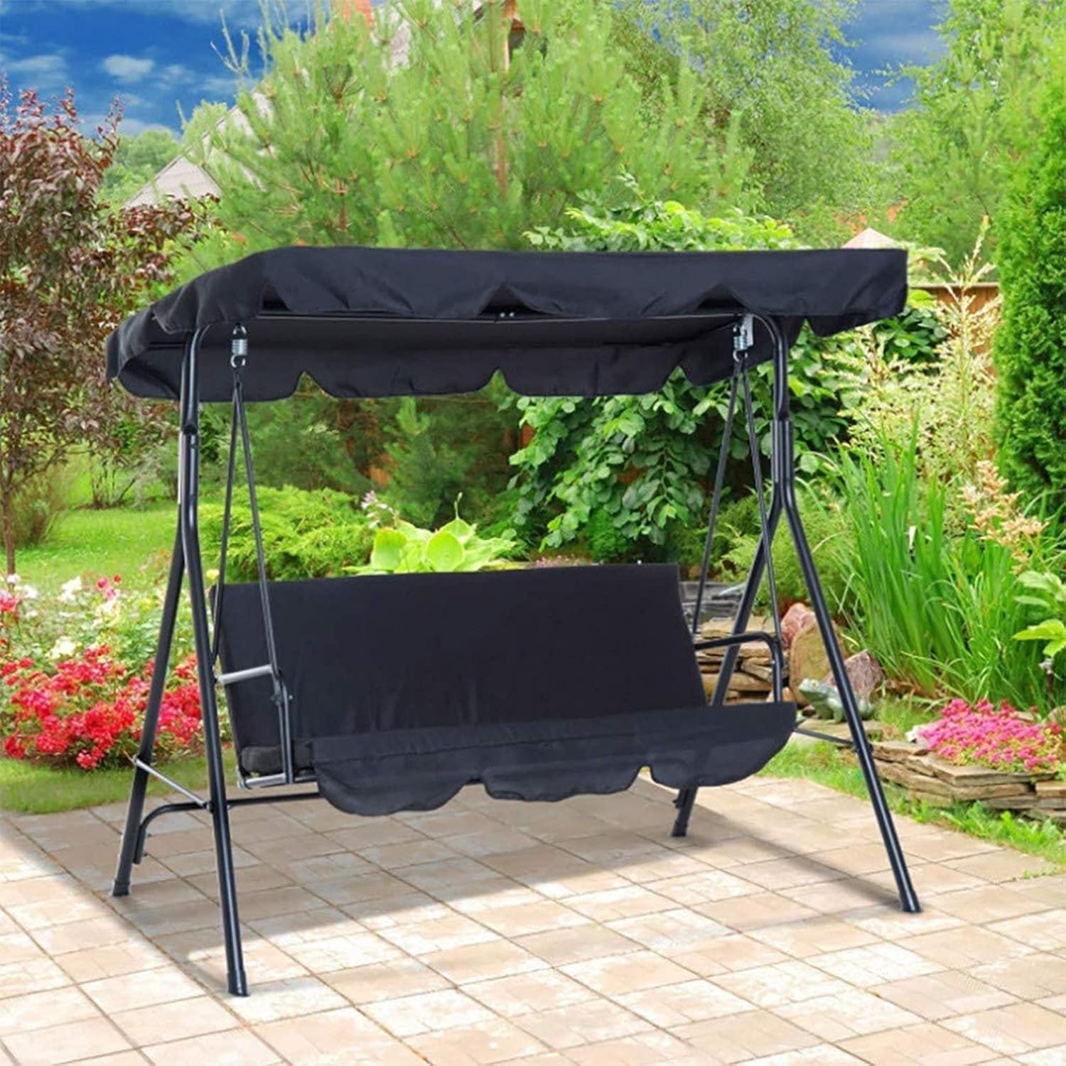 Patio Swing Canopy Replacement Top Cover 65x45inch Garden Hammock Top Cover for Seat Furniture, 2/3 Seater, Canopy Only