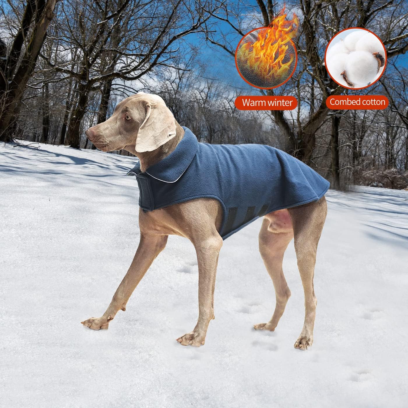 Fleece Dog Coat Pet Jacket Reflective for Cold Weather for Extra Large to Small Pets(Grey,M) : Pet Supplies